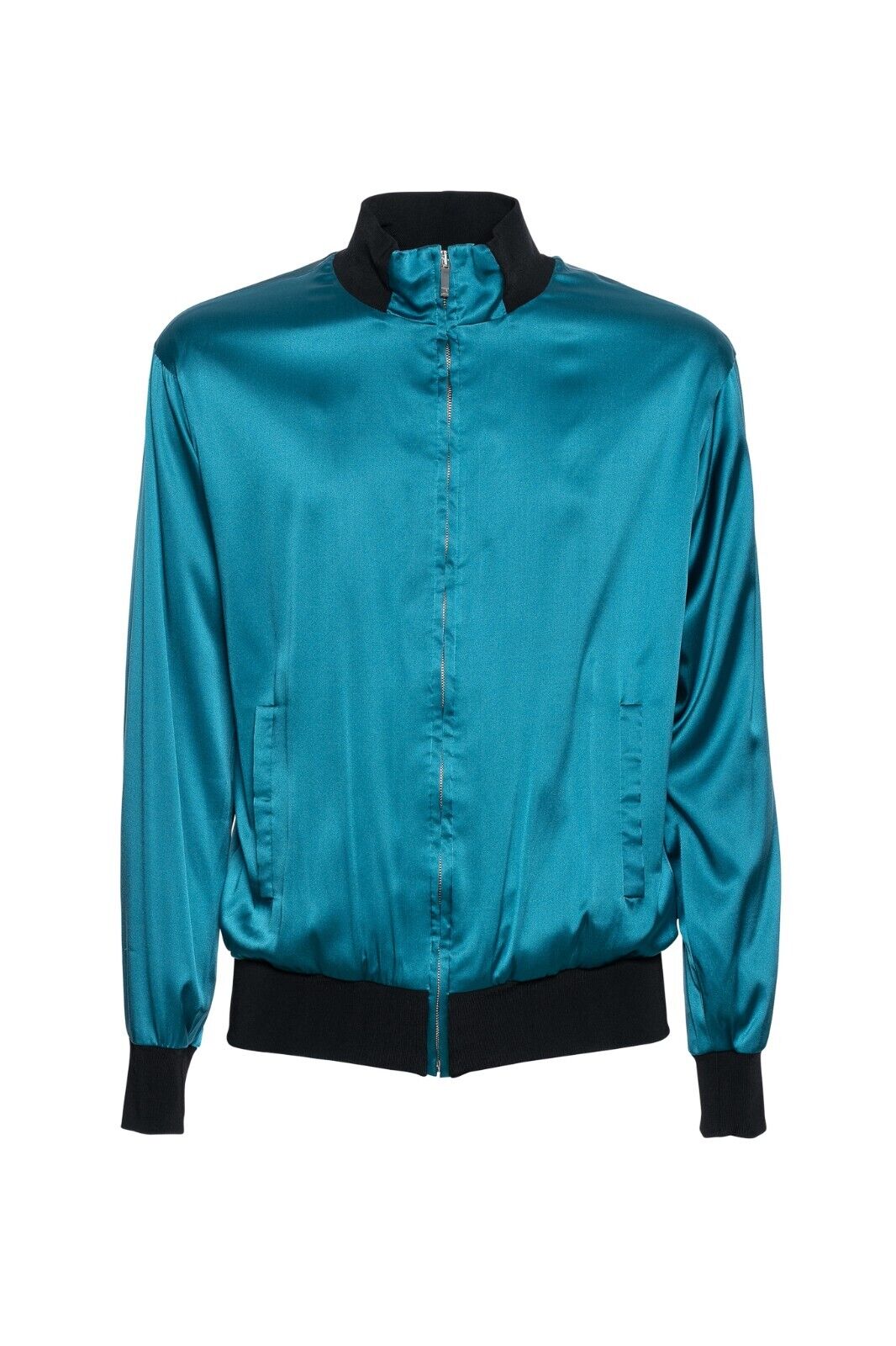 3500$ ITALO FERRETTI Tracksuit Jogging Suit Electric Blue 100% Silk Satin Size L