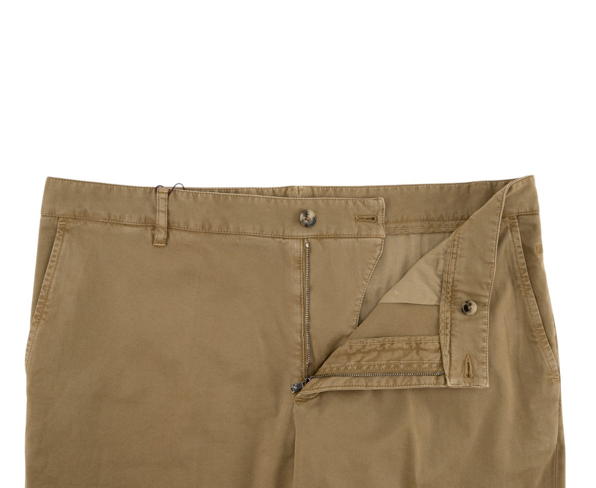 720$ ISAIA NAPOLI Dark Beige Chino Pant Cotton Regular Fit 38 US / 54 EU