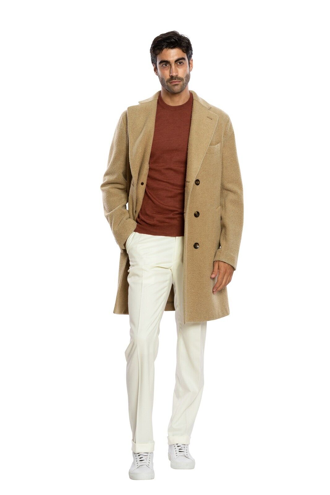 $2200 BOGLIOLI MILANO Double Breaested Camel Coat Casentino Wool 44 US / 54 EU