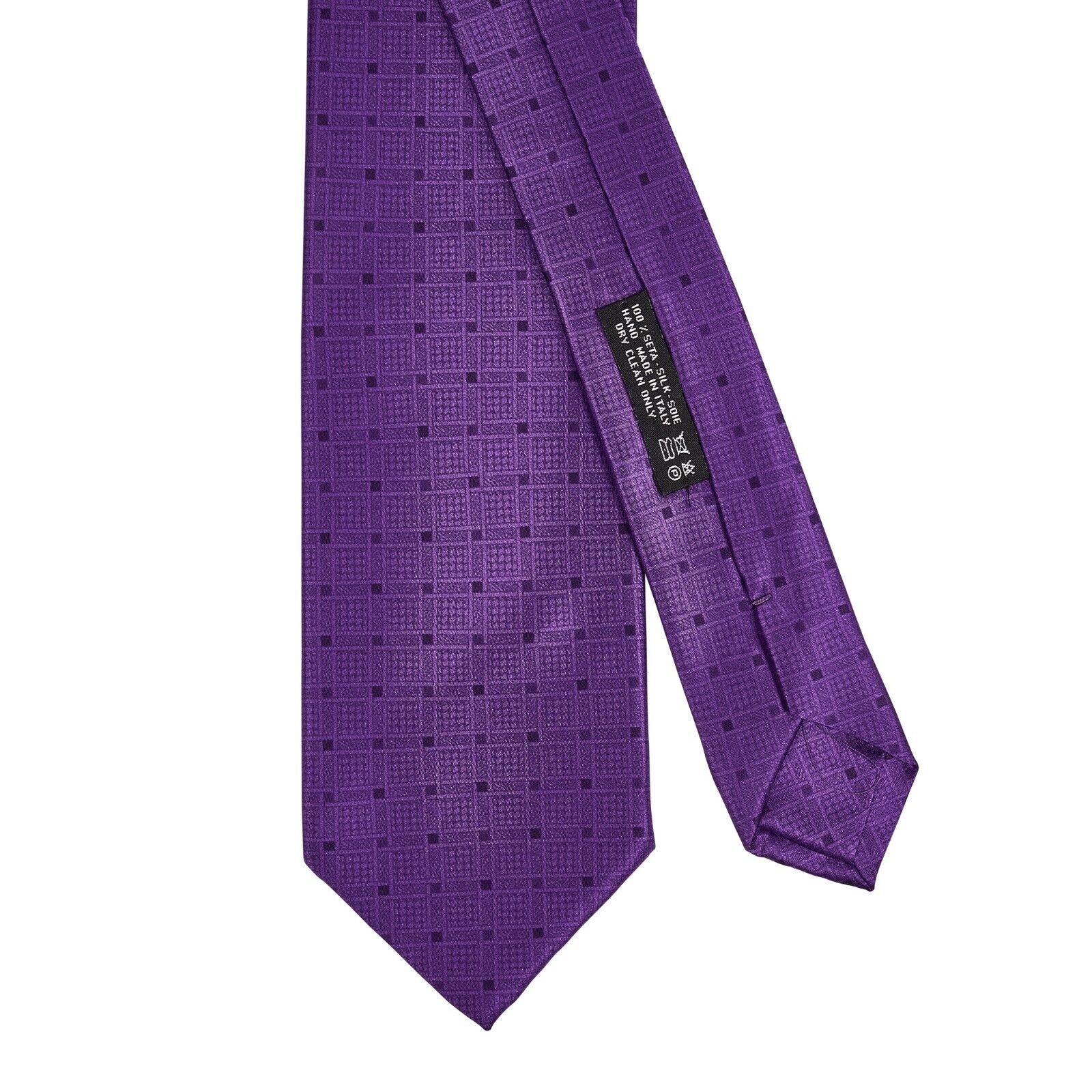 $220 ITALO FERRETTI x GERLIN Tie Geometric Silk Purple Handmade in Italy ZILLI
