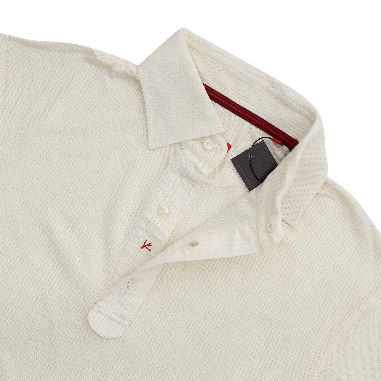1200$ ISAIA NAPOLI "Iconico" Ivory Sartorial Knit Polo Sweater Wool Hand-Sewn