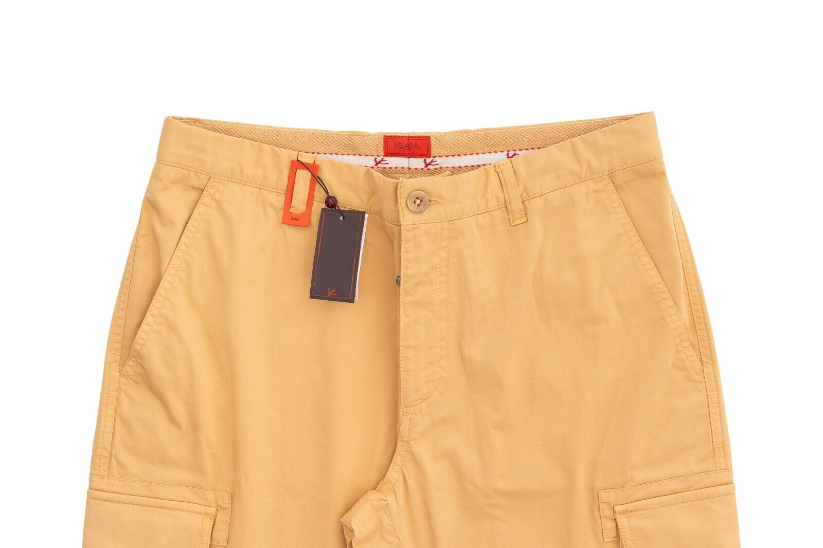 690$ ISAIA NAPOLI Sand Cargo Trousers Pant Cotton 32 US / 48 EU Slim Fit