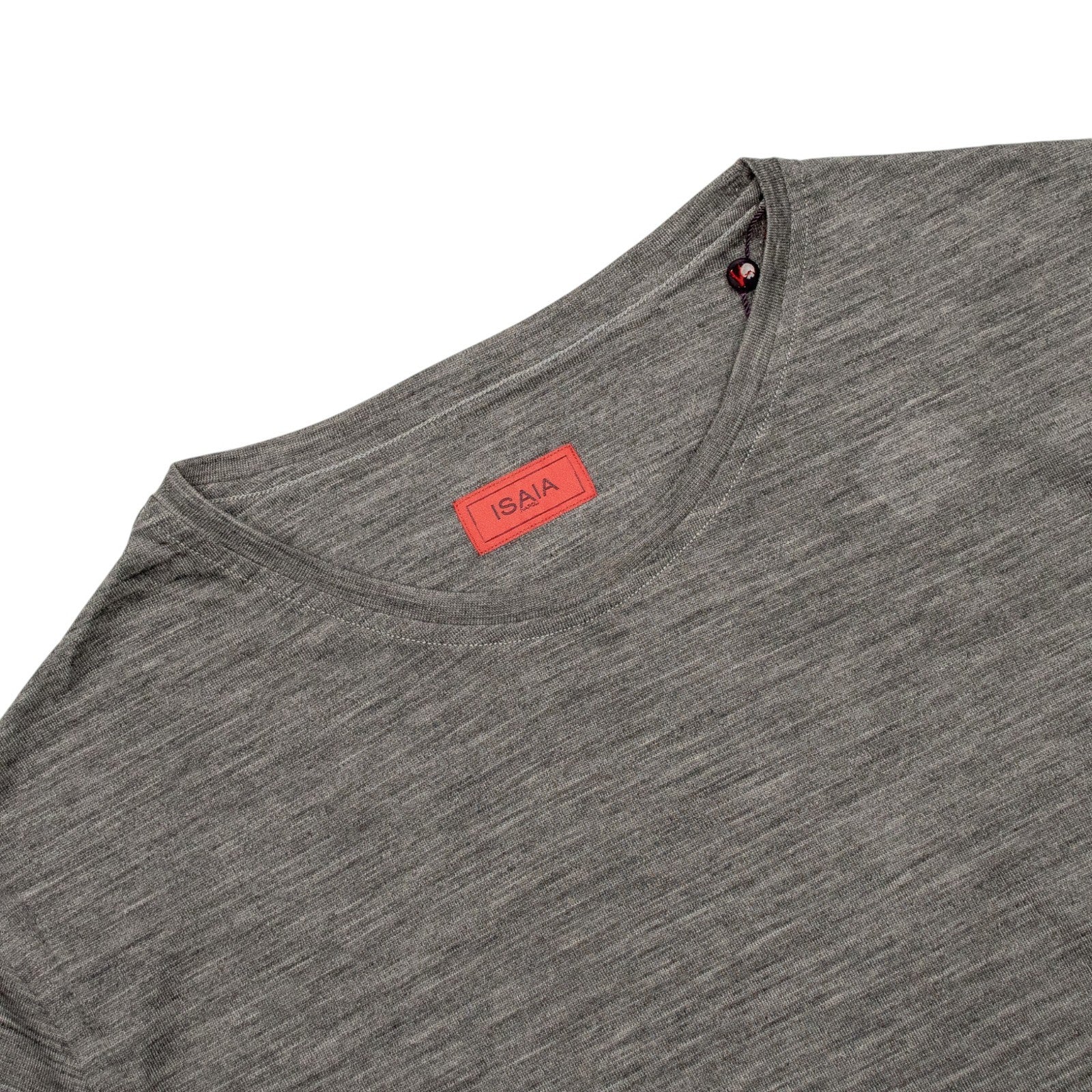 1075$ ISAIA NAPOLI Grey Sweater T- Shirt Long Sleeve Fine Wool Jersey Size M