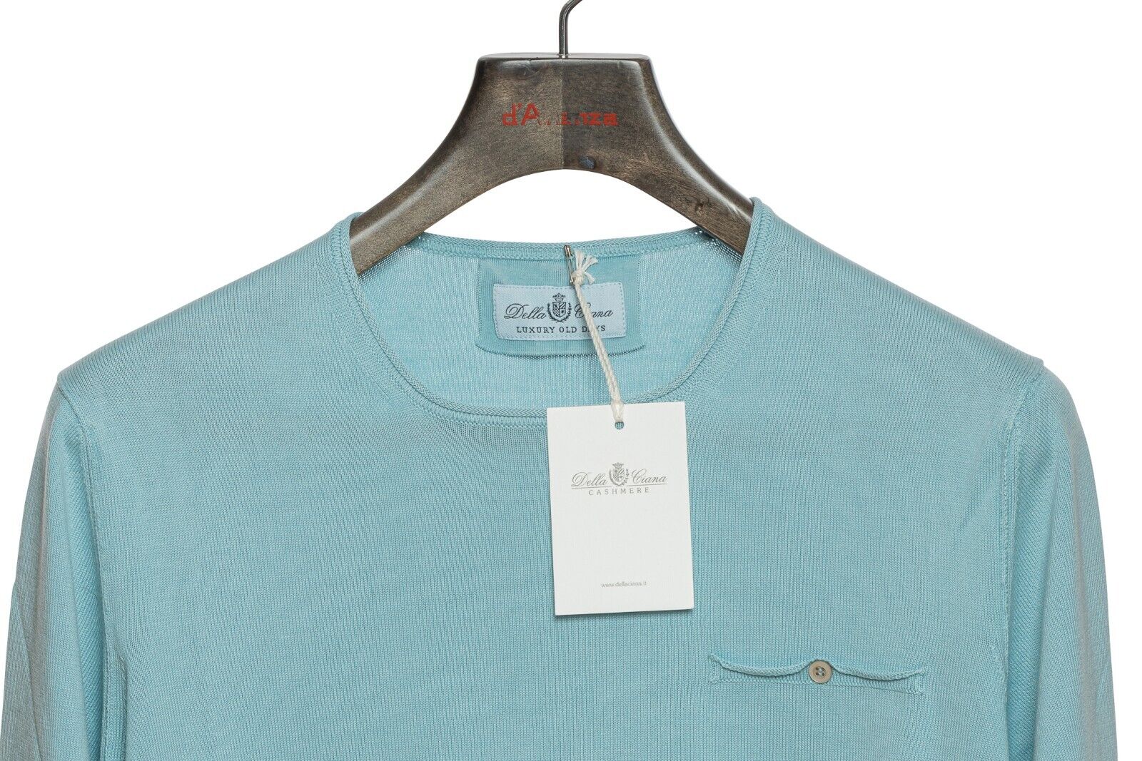 290$ DELLA CIANA CASHMERE Sweater T-shirt Cotton Blue Tiffany 40 US / 50 EU