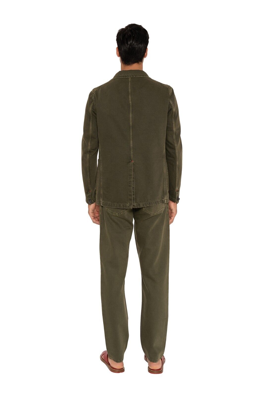 $4400 ISAIA NAPOLI Green Olive Hand-Sewn Sartorial Denim Sport Suit