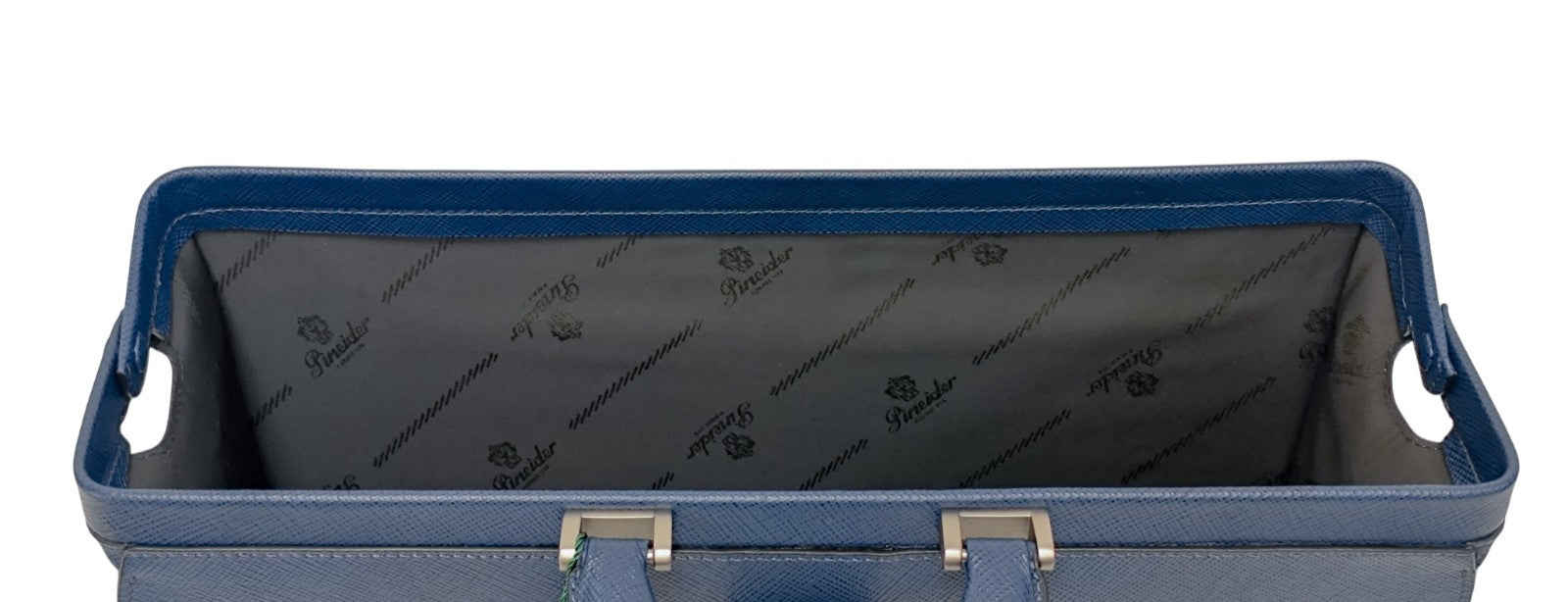 1530$ PINEIDER FIRENZE 1774 Diplomatic Briefcase Work Bag Blue Saffiano Calf