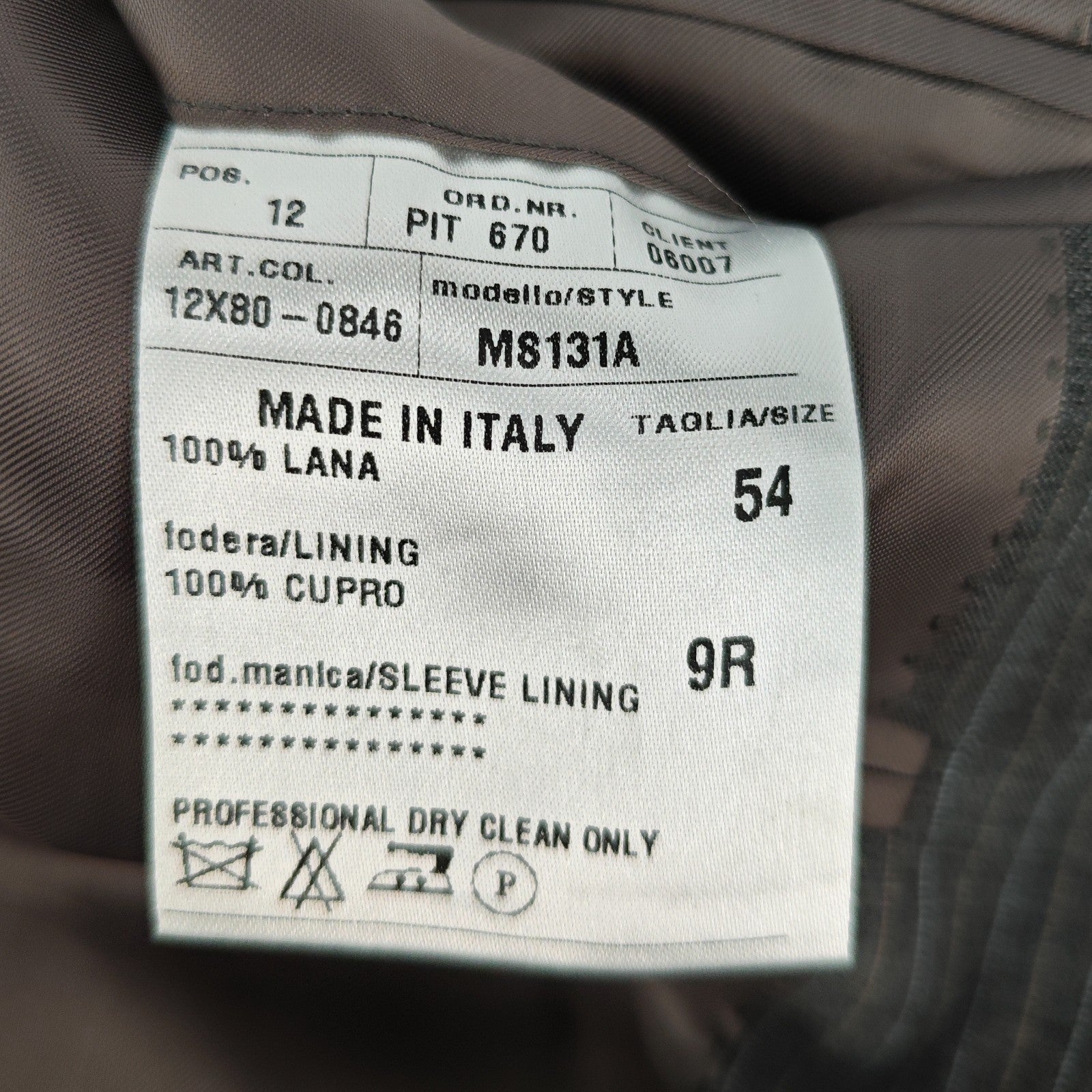 2200$ RAFFAELE CARUSO 3/2 Roll Suit Grey Pinstripe Wool 44 US / 54 IT 9R