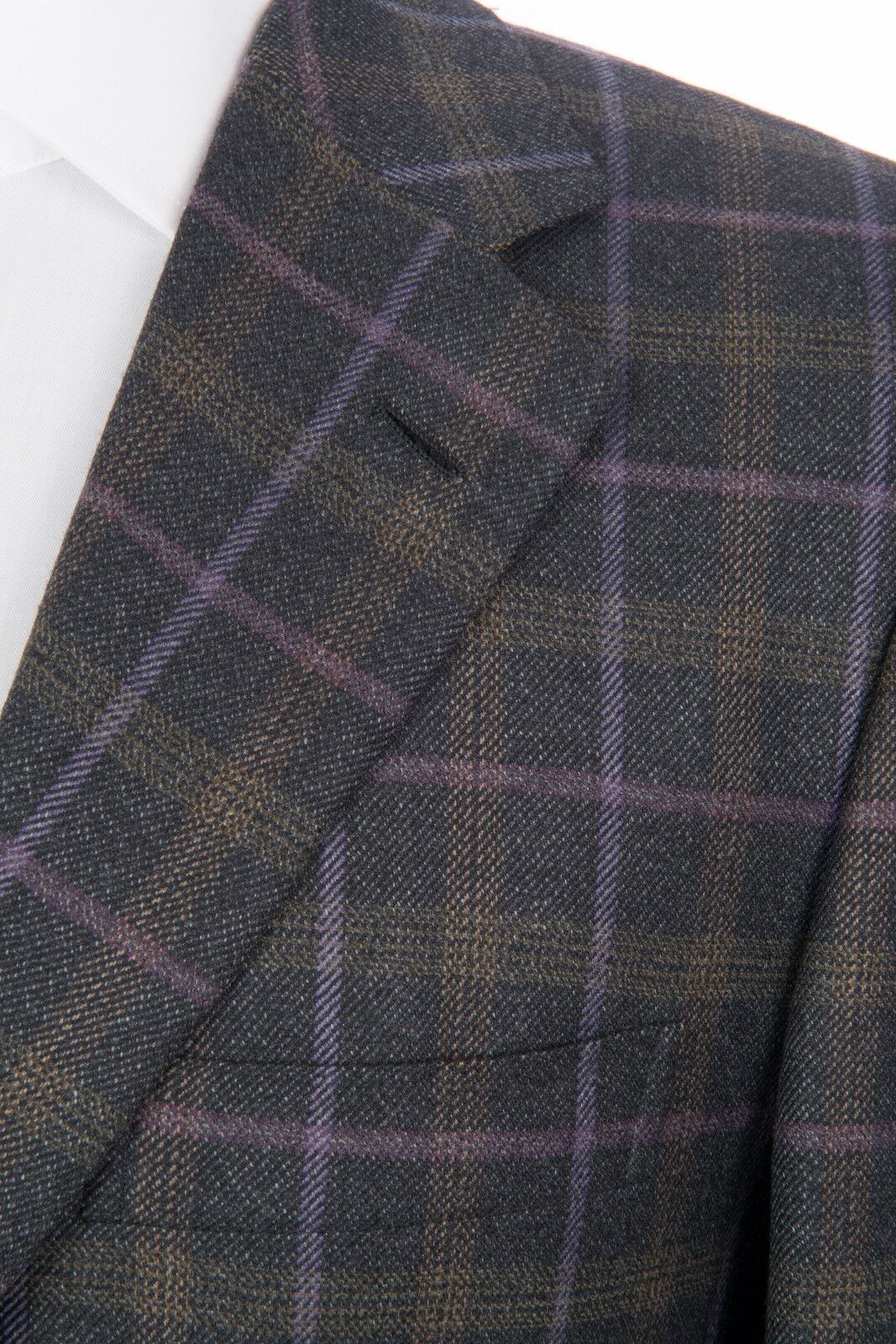 $2195 D'AVENZA Charcoal Wool Jacket Windowpane Hand-Sewn in Italy 40 US / 50 EU
