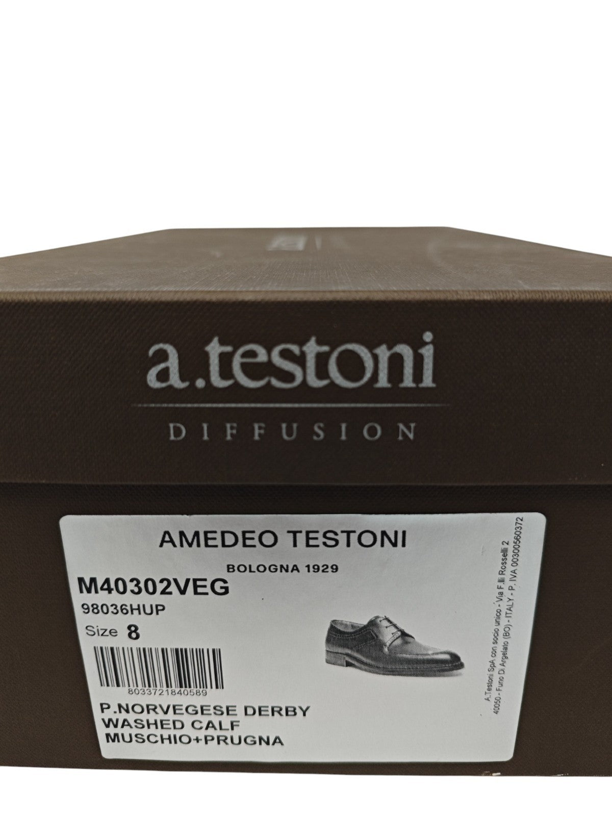 1800$ TESTONI Derby Shoes Norwegian Welted Calf Green / Plum 8 UK / 9 US / 42 IT