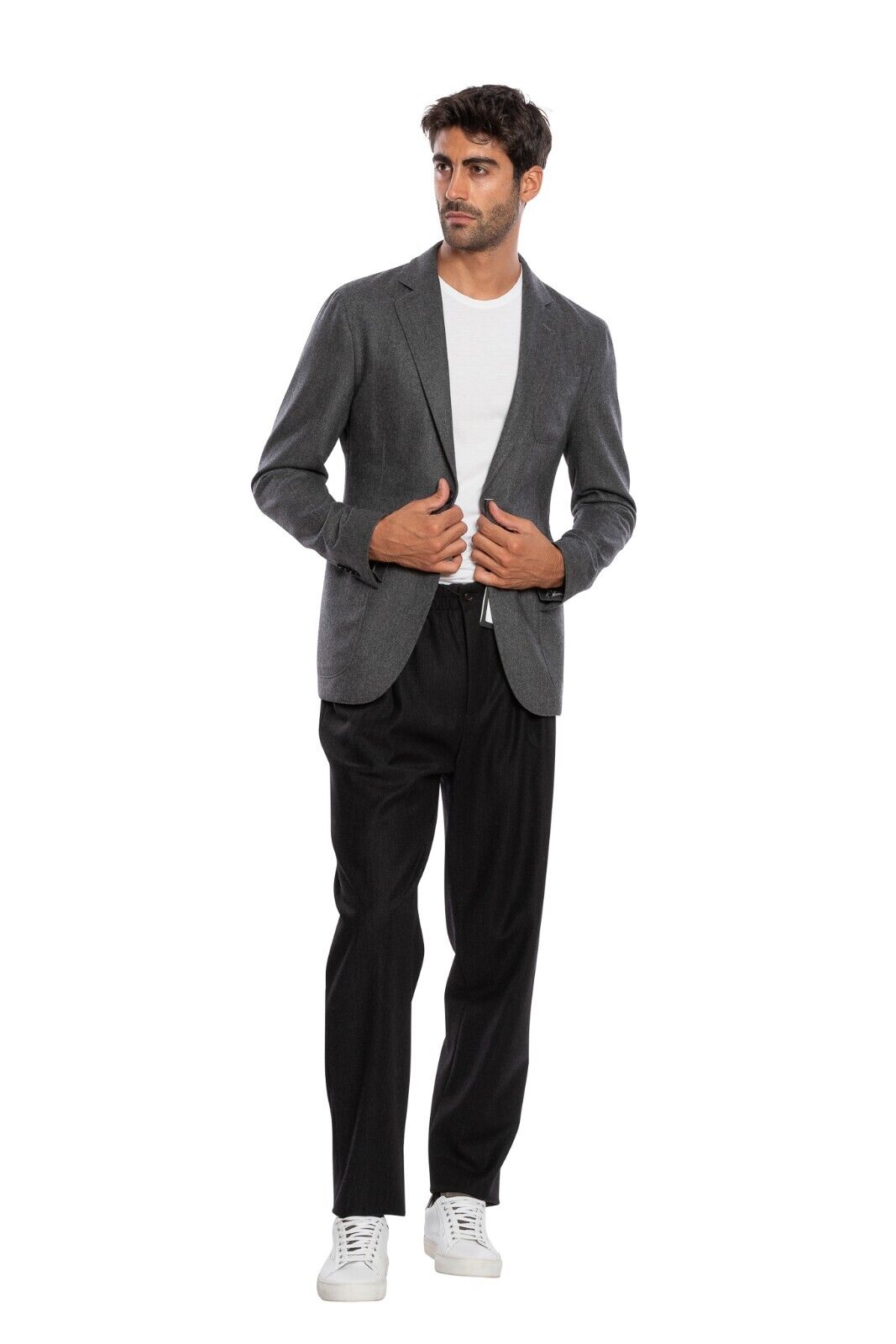 2800$ GIORGIO ARMANI Black Label UPTON Jacket Blouson Grey 100% Cashmere Slim