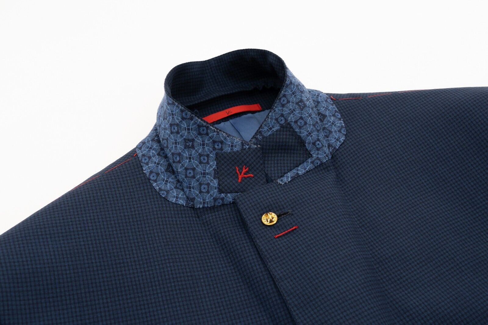$5800 ISAIA NAPOLI Blue Hand-Sewn Checks Suit Fine Wool / Silk 7R ( Regular)