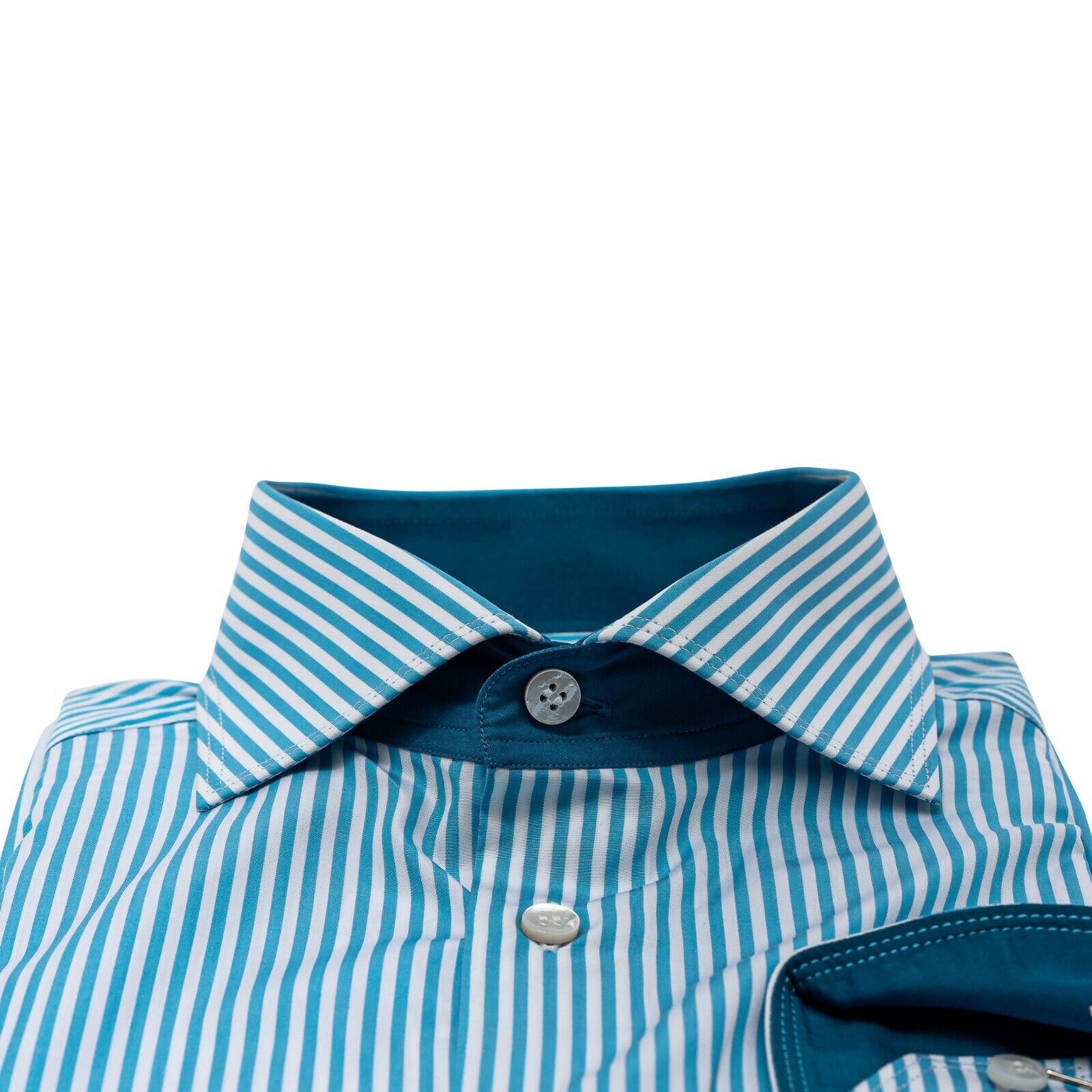 690$ LUXURY GERLIN Shirt Striped Blue / White Cotton 16 - 41 5I BIJAN