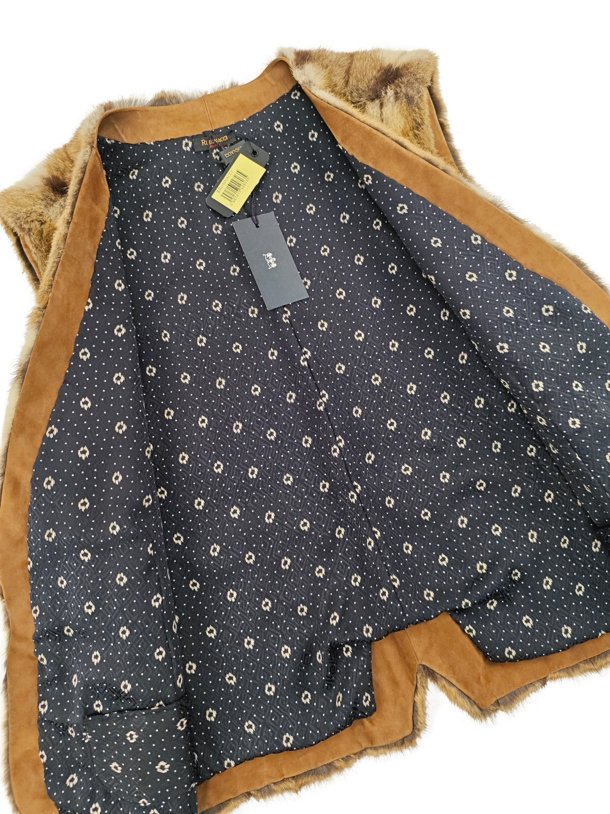 $2600 RUBINACCI Beige Vest Jacket Real Amster Fur + Silk Lining 38 US / 48 EU