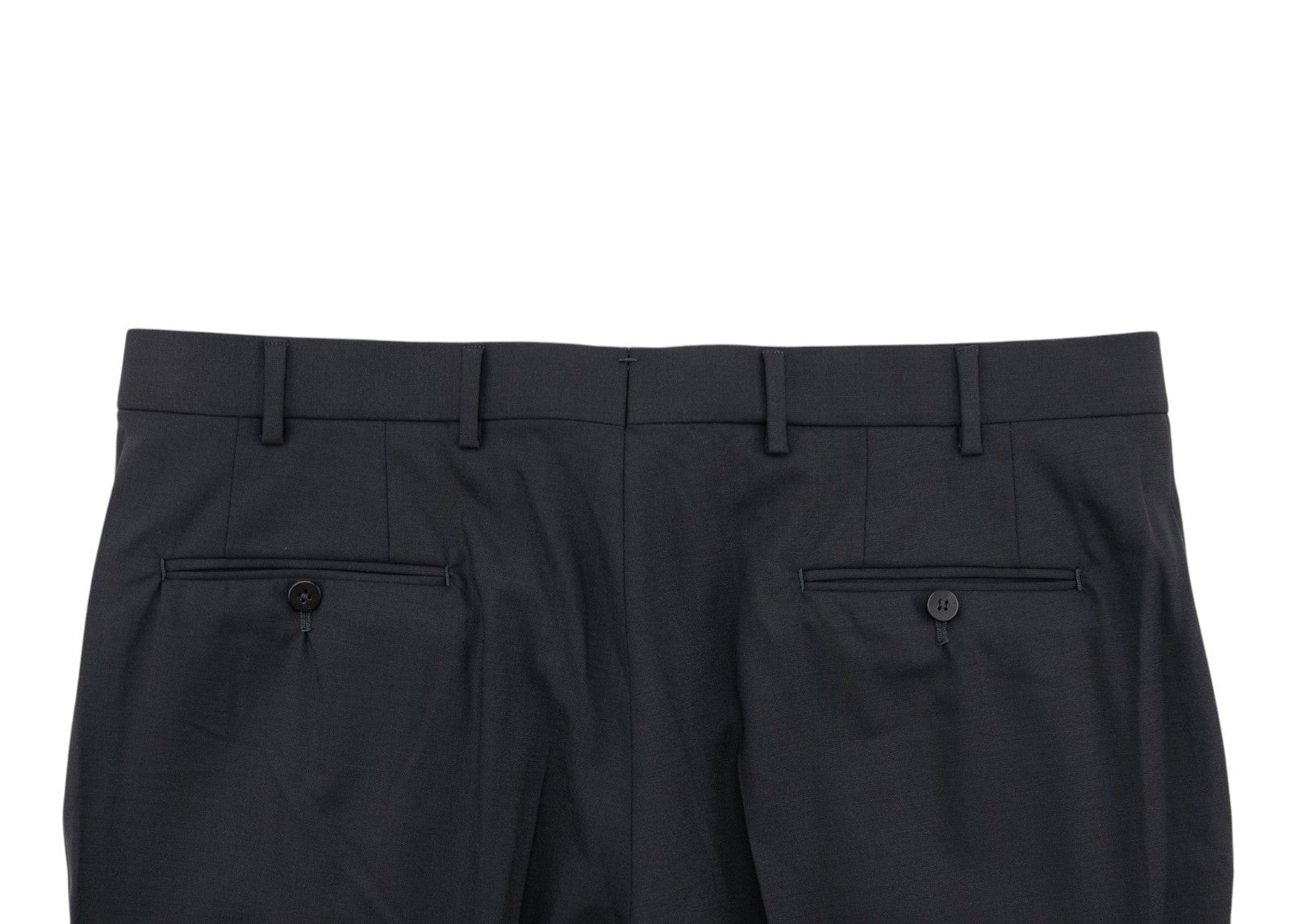 1550$ ISAIA Hand-Sewn Tapered Dress Pant Fine Wool Blue Midnight 40 US / 56 EU