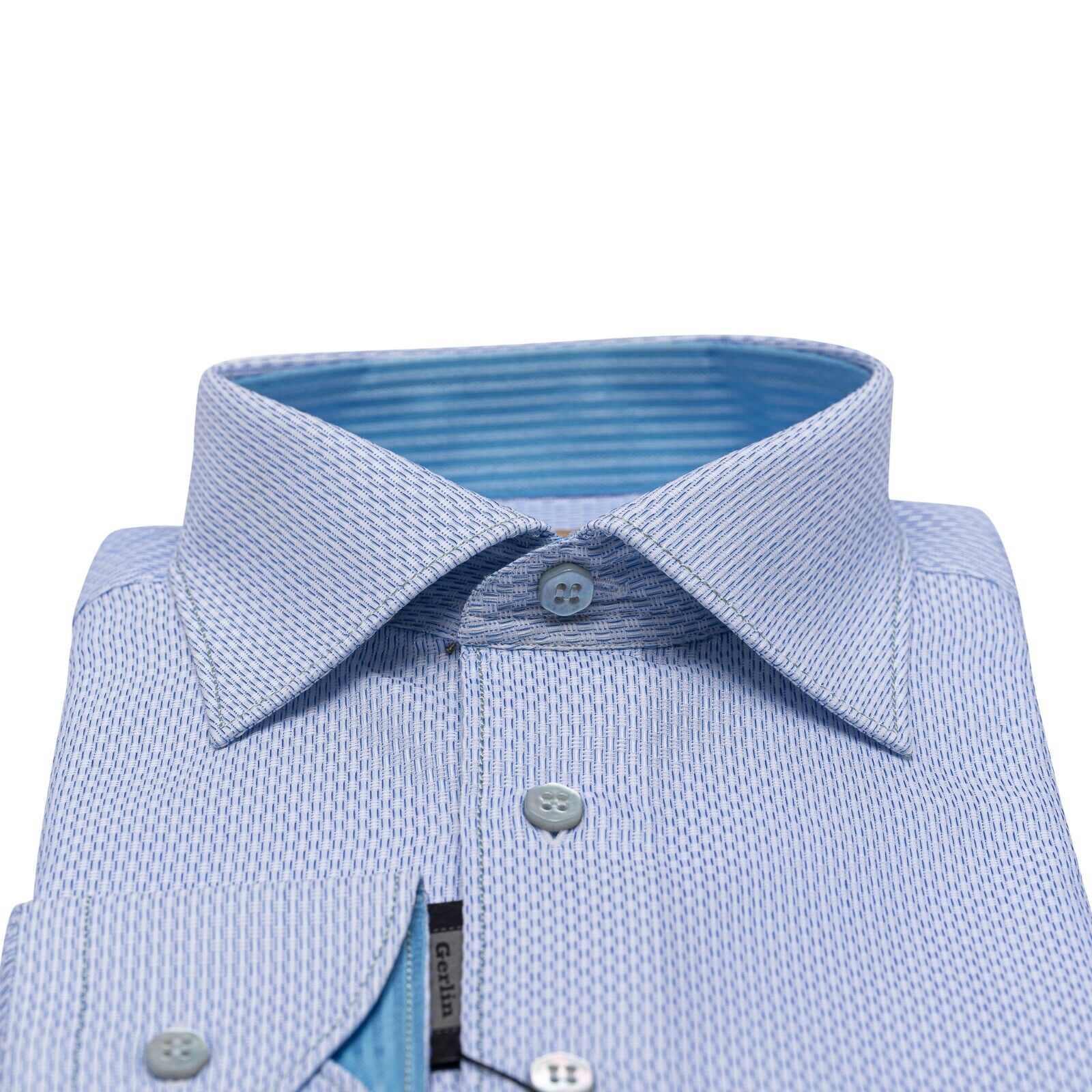 690$ LUXURY GERLIN Shirt Blue Jacquard ALUMO Cotton 16 - 41 1I BIJAN