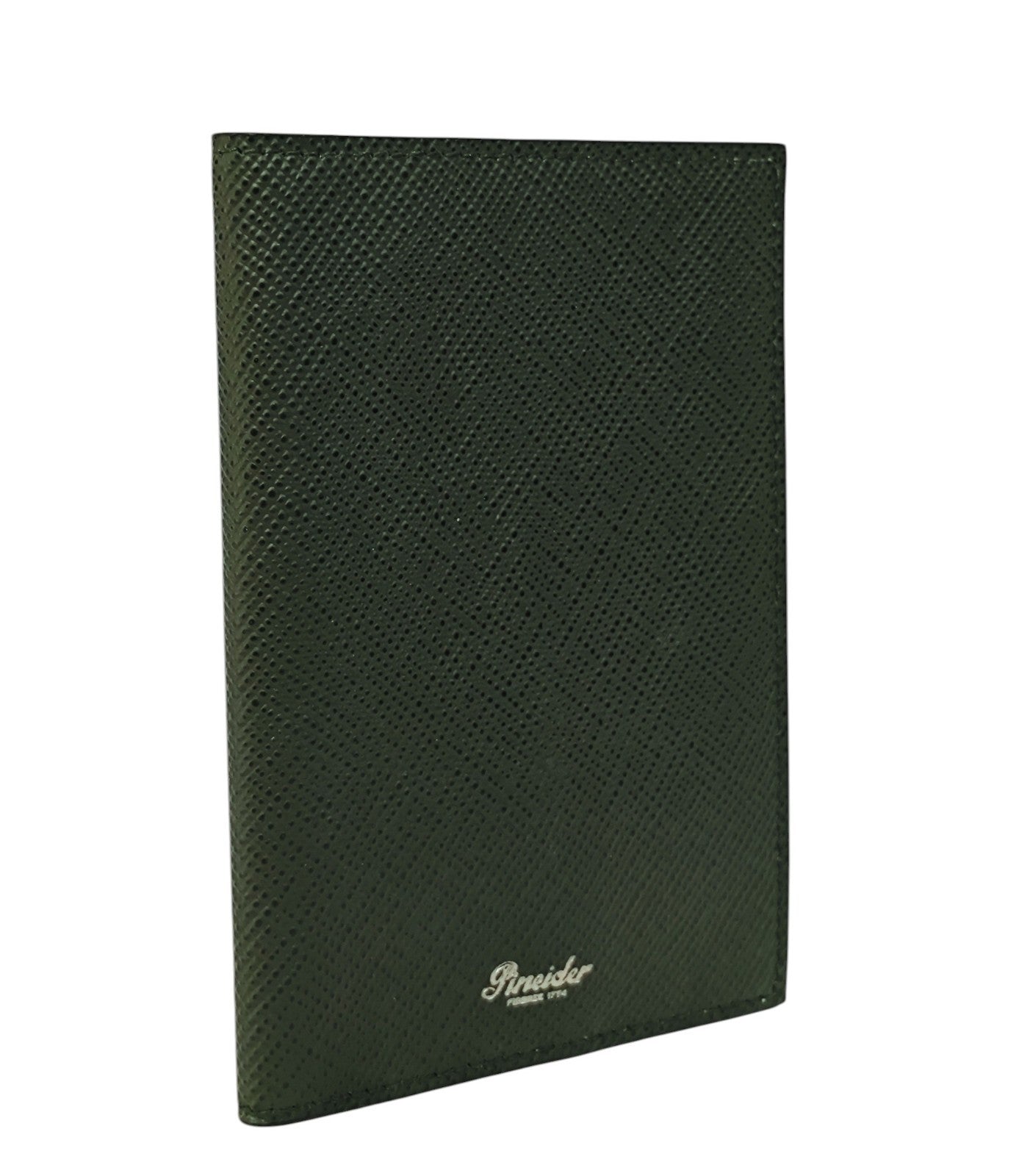 220$ PINEIDER FIRENZE 1774 Passport Holder Saffiano Grain Calf Serpentino Green