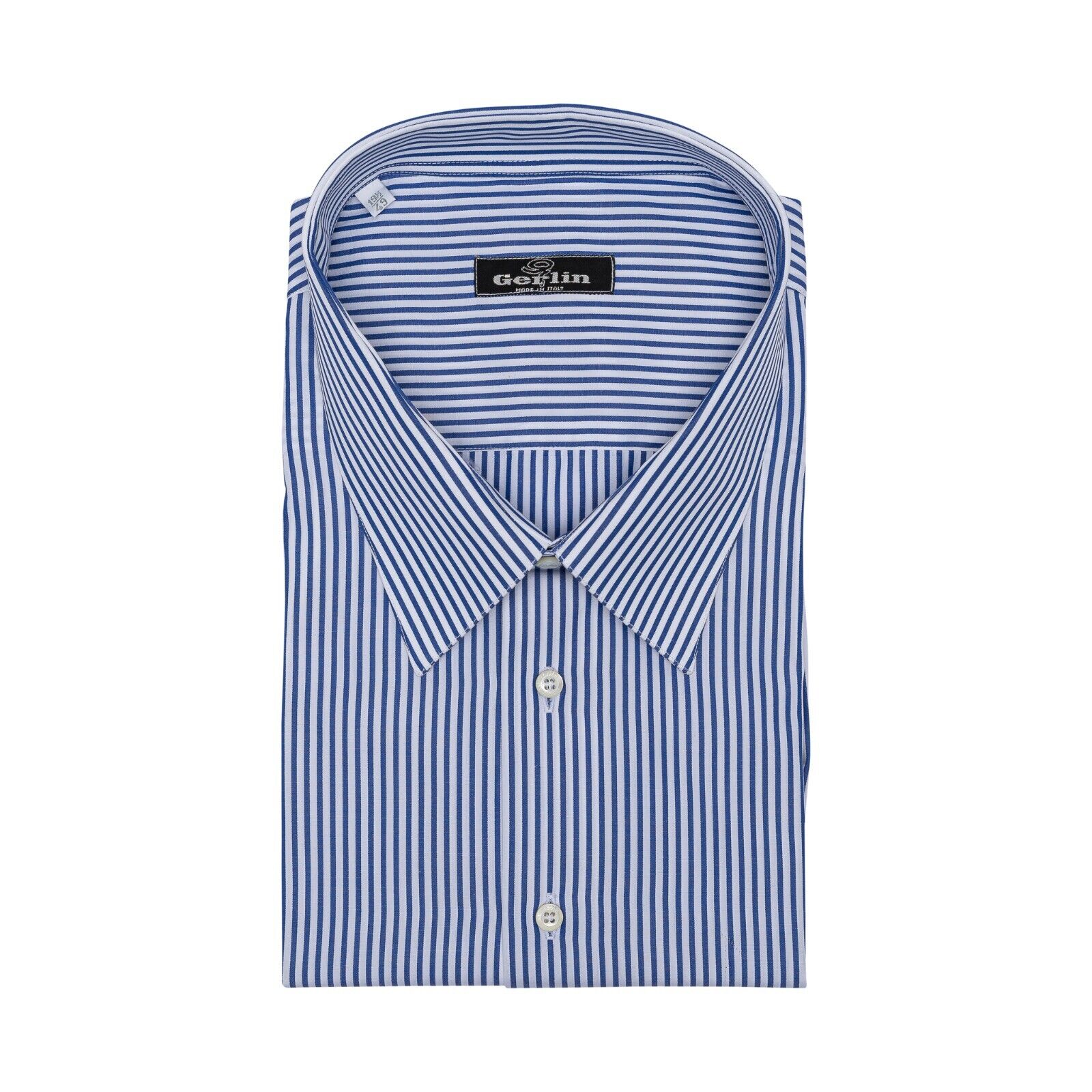 690$ LUXURY GERLIN Shirt Striped Cotton Short Sleeve 19.5 - 49 4P BIJAN