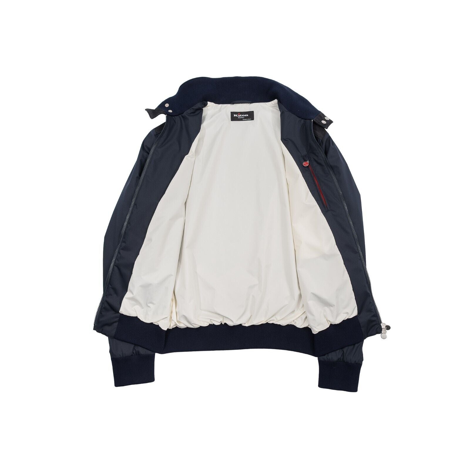 $4600 KITON Blue Navy Bomber Jacket Goatskin Sude / Poly 42 US / 52 EU