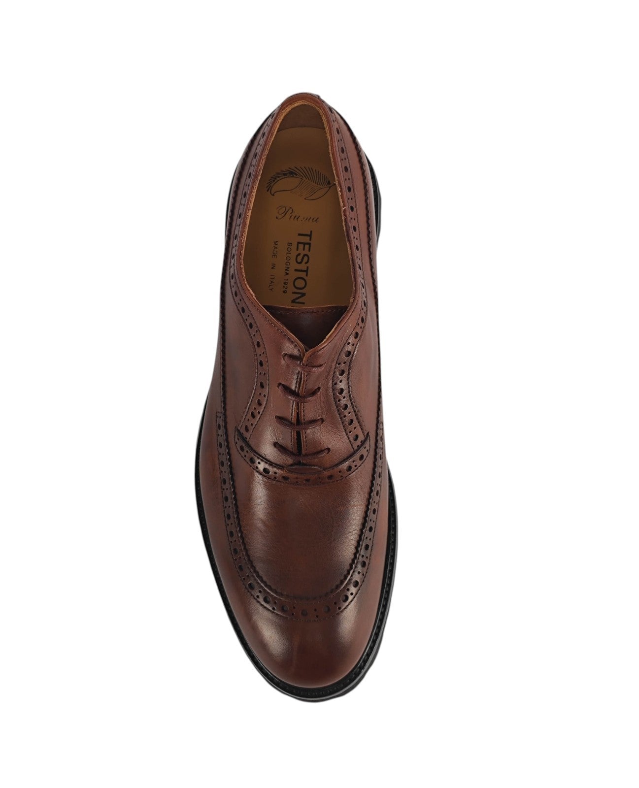 1050$ TESTONI "Piuma" Lambrusco Wingtip Oxford Shoes Rubber Lug 8 UK 9 US 42 IT