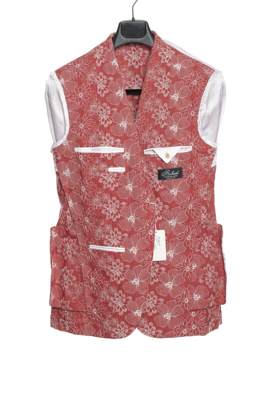 2450$ BELVEST Red-White Cotton Flowers Jacket Blazer Work of Art 40 US 50 EU 7R