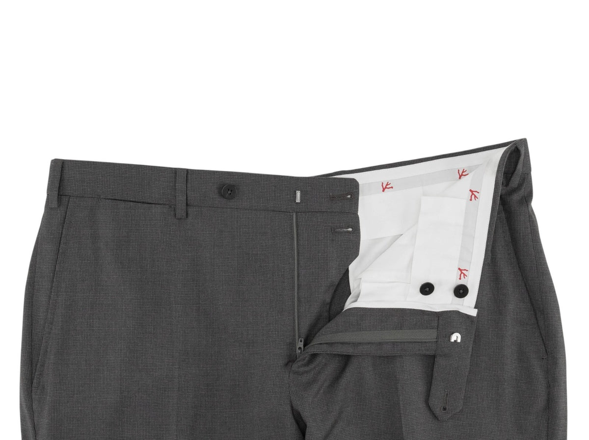 $6550 ISAIA NAPOLI "Capri" Charcoal Gray Suit Hand-Sewn Fine Wool Micro Checks