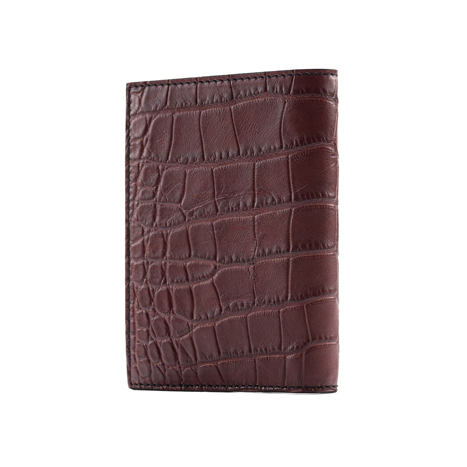 1150$ BURBERRY Genuine Alligator Passport Holder Wallet Deep Claret Unisex