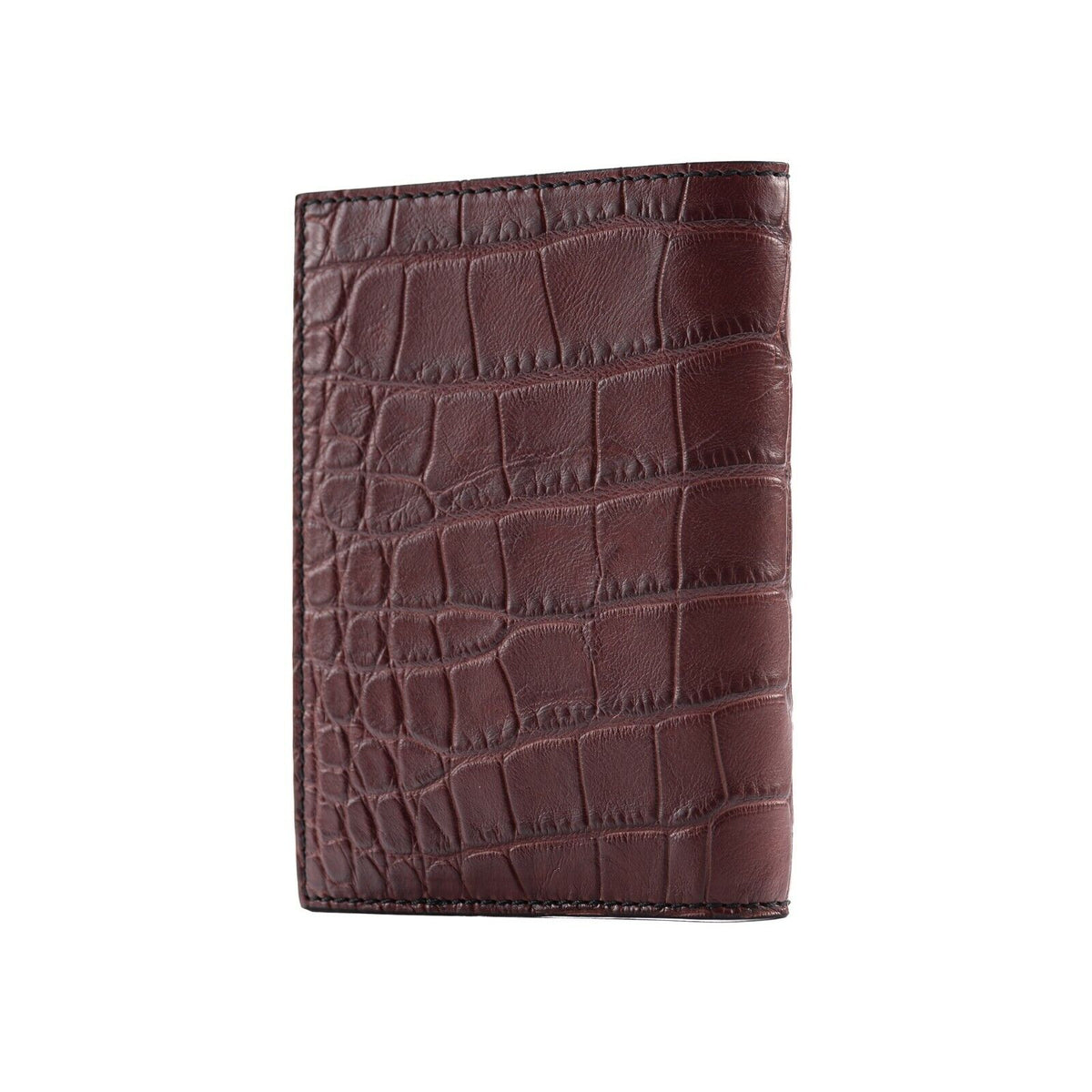 1150$ BURBERRY Genuine Alligator Passport Holder Wallet Deep Claret Unisex