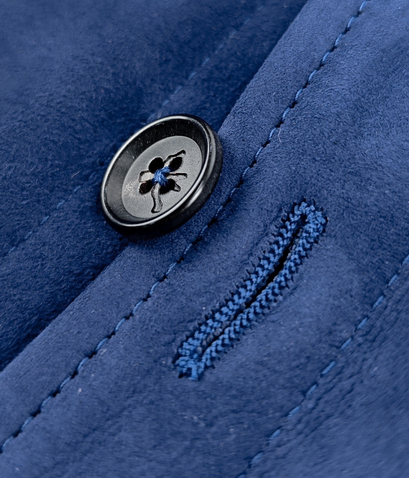 5500$ ISAIA NAPOLI Blue Overshirt Jacket 100% Suede Lambskin Leather