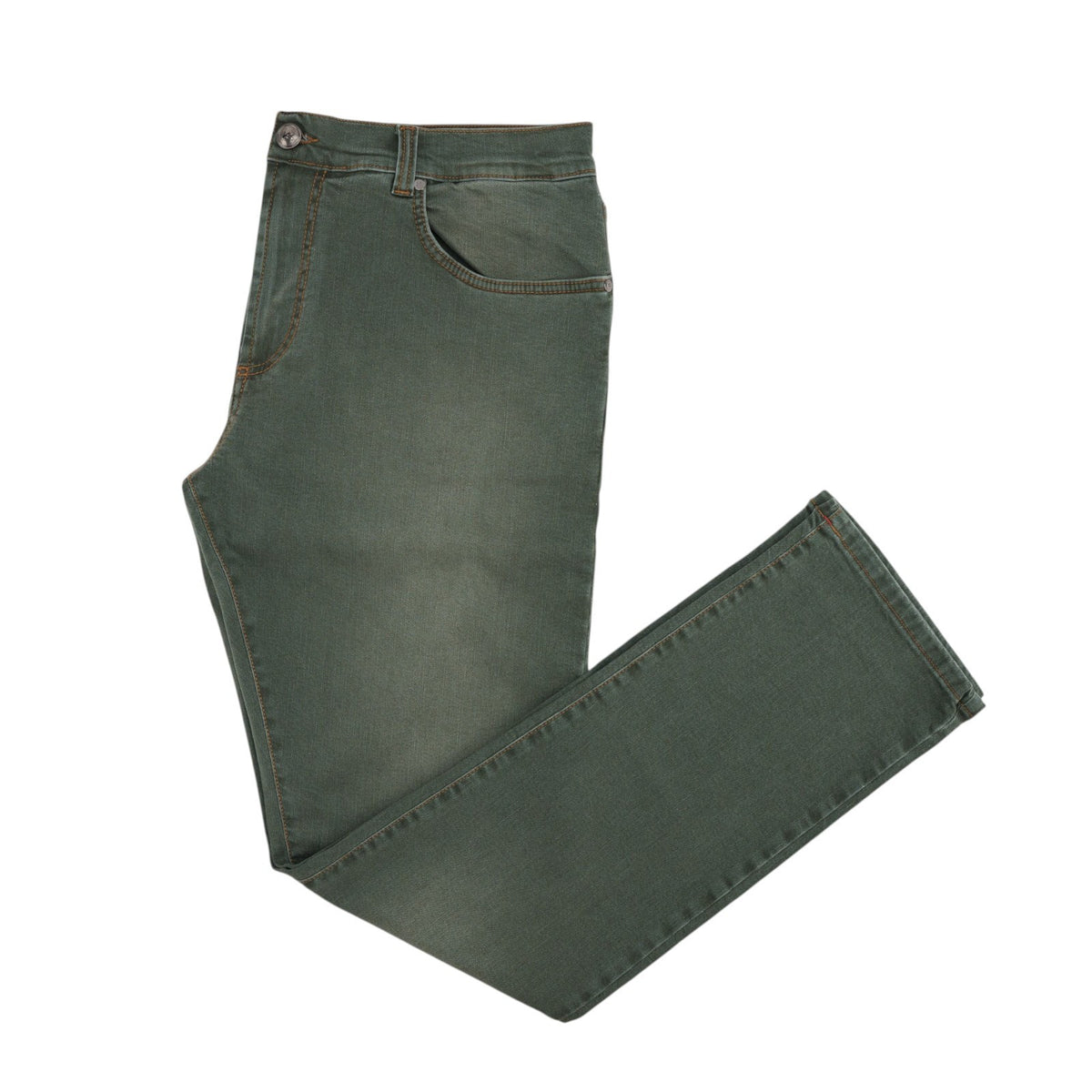 690$ ISAIA NAPOLI Washed Green Denim Jeans 5 Pockets Cotton Slim 40 US / 56 IT