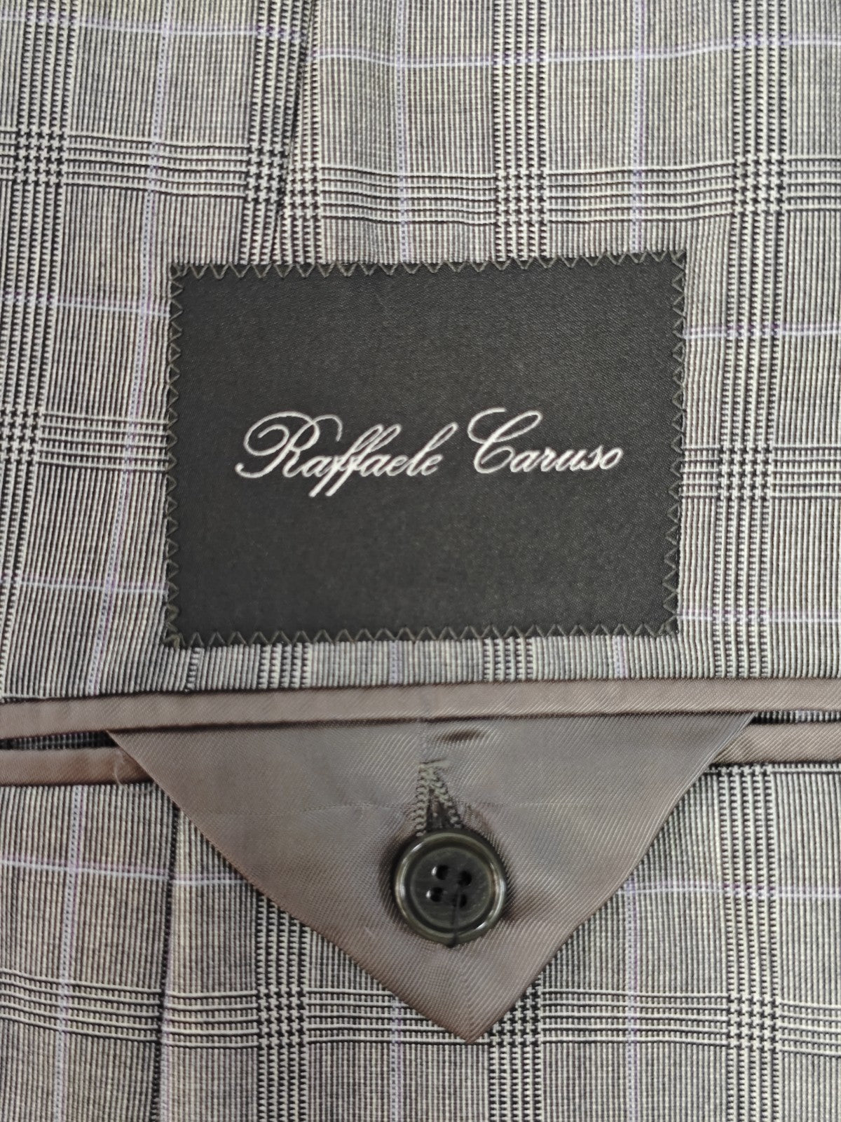 $2200 RAFFAELE CARUSO Gray Checks Suit LORO PIANA New Zeland Wool 44 US / 54 EU