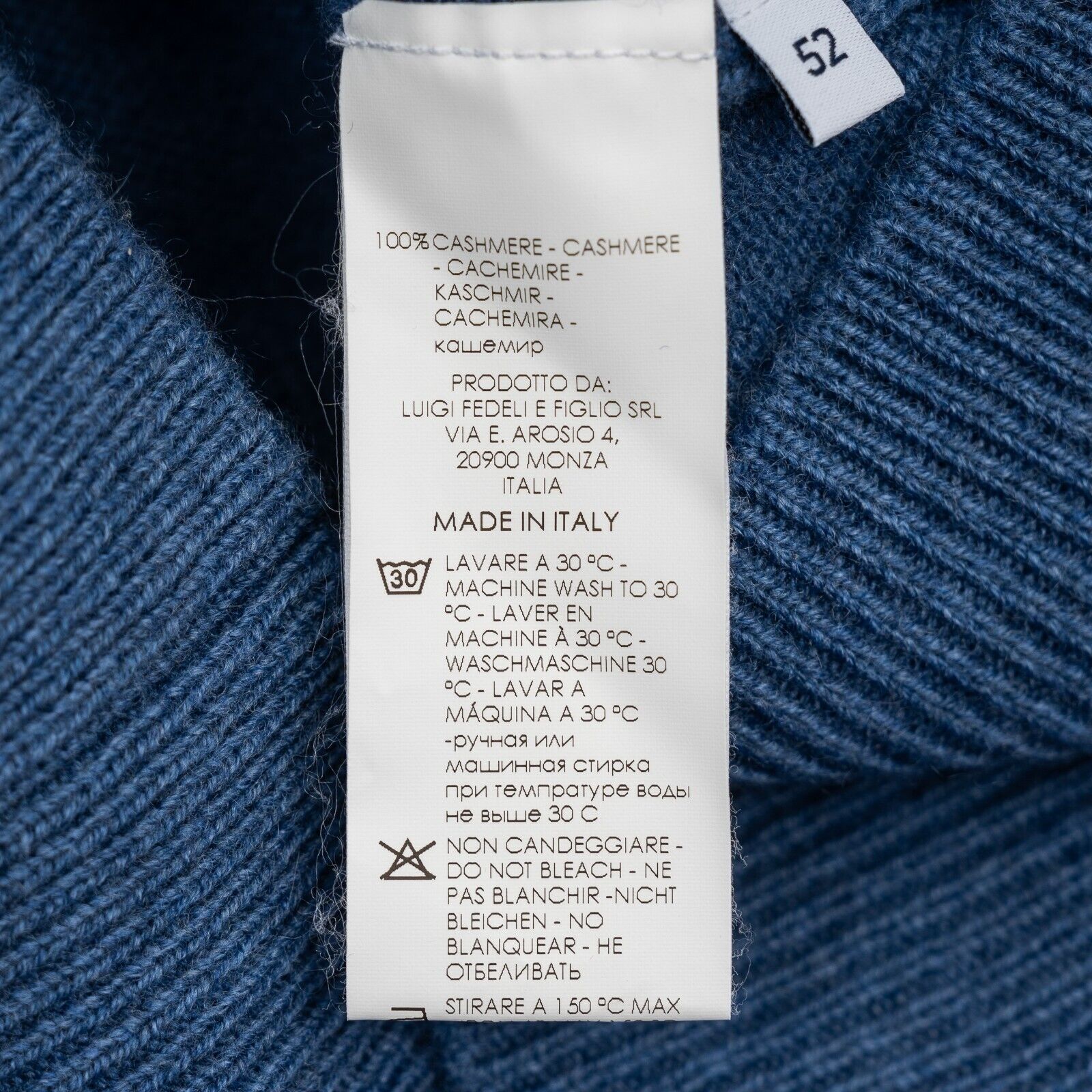 $2200 FEDELI CASHMERE "Carezza" Blue Cardigan Jacket 100% Cashmere 42 US / 52 EU