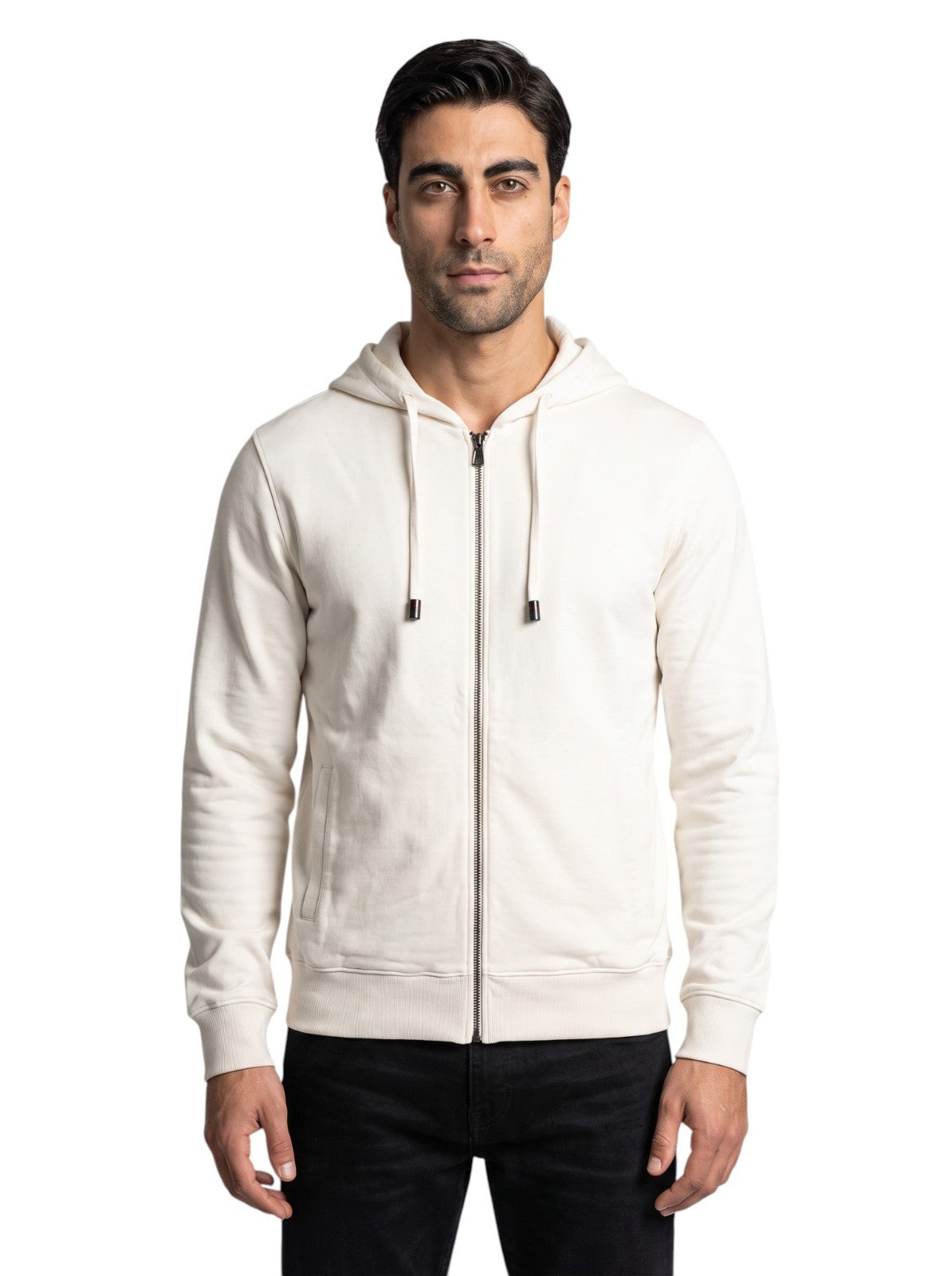 $1850 ISAIA NAPOLI White Full Zip Track Jacket Jersey Cotton - Silk Size S