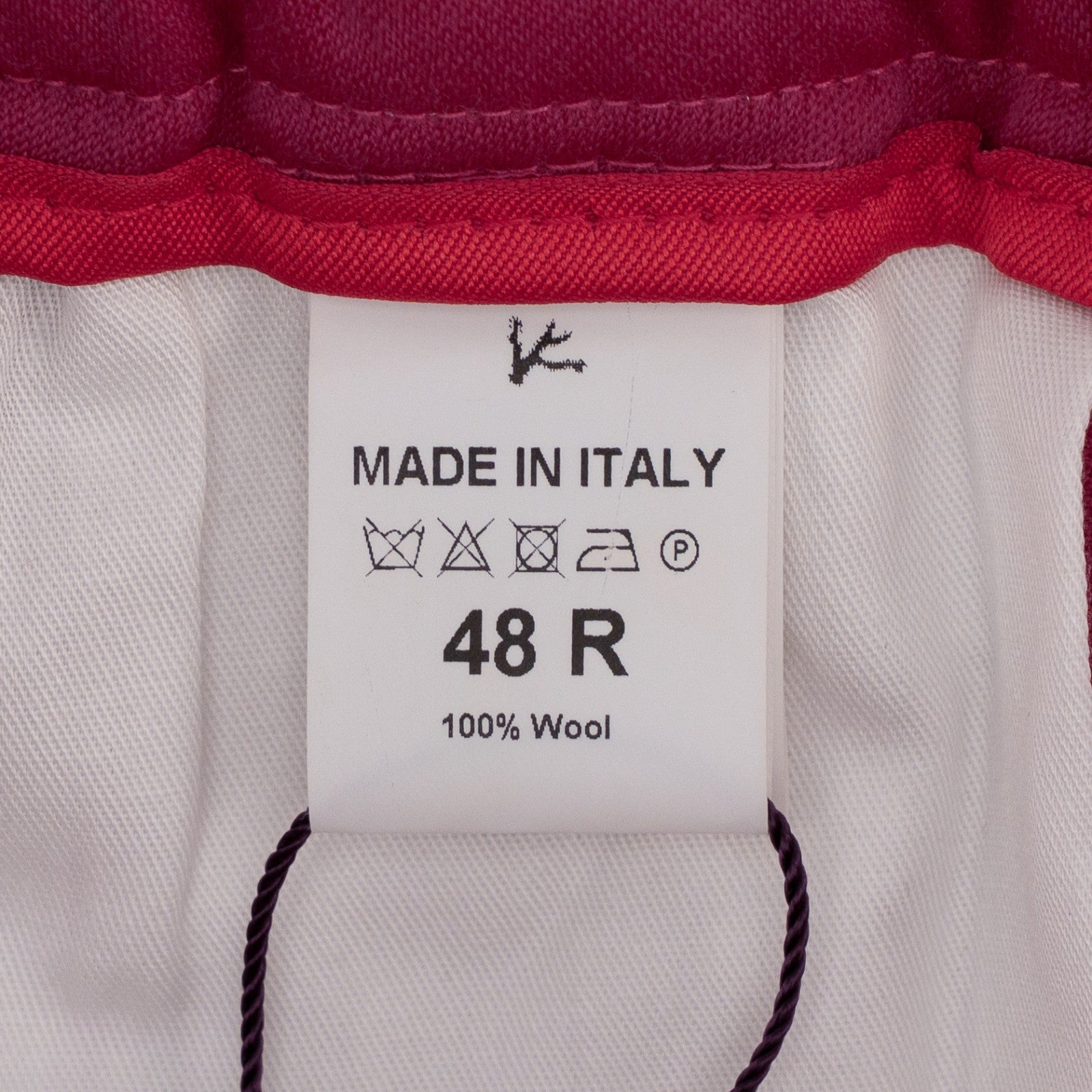 1250$ ISAIA NAPOLI Magenta Drawstring Pant Wool Wide Leg 32 US / 48 EU