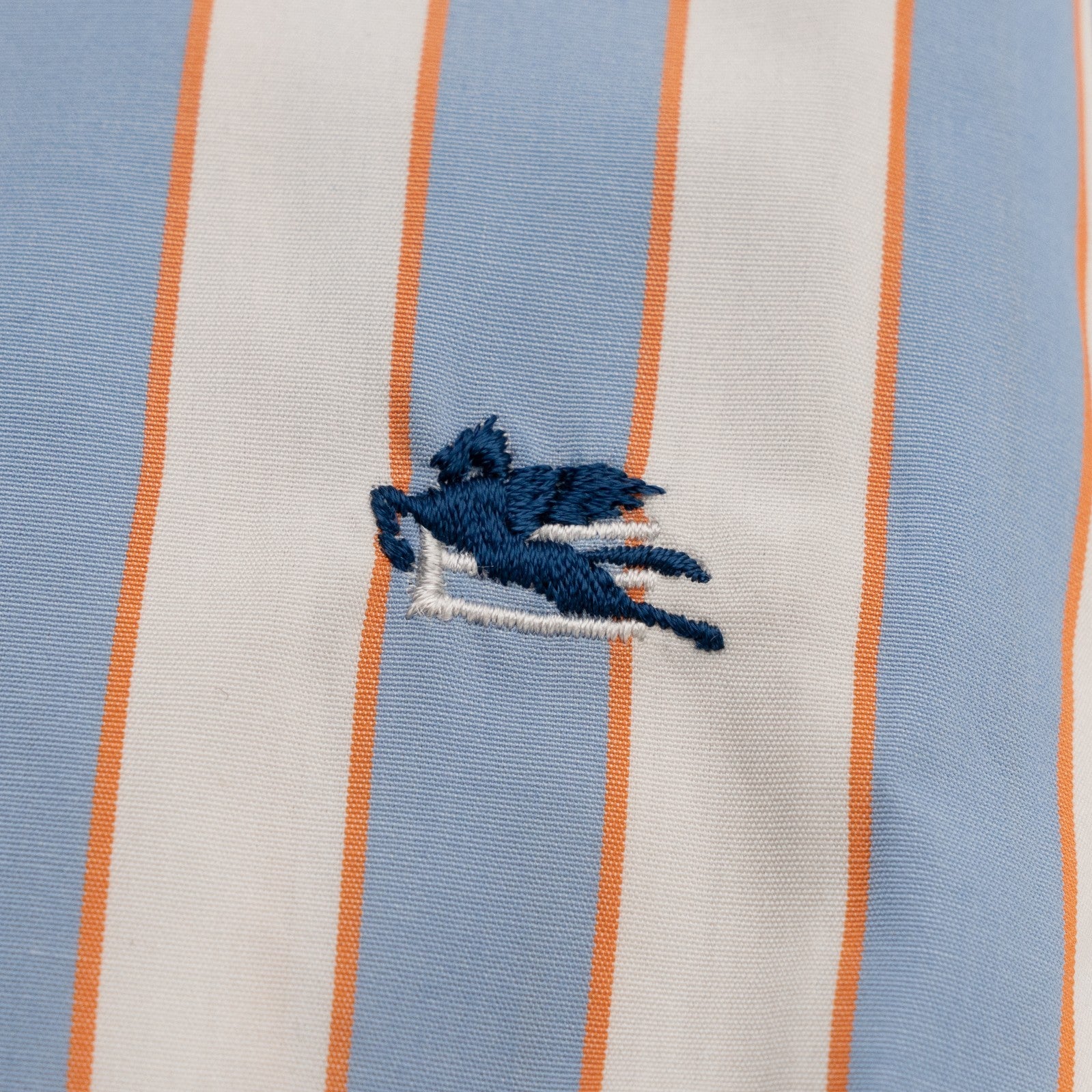 500$ ETRO MILANO Shirt Striped Shirt Blue Orange Button-Down Cotton 15.5 - 39