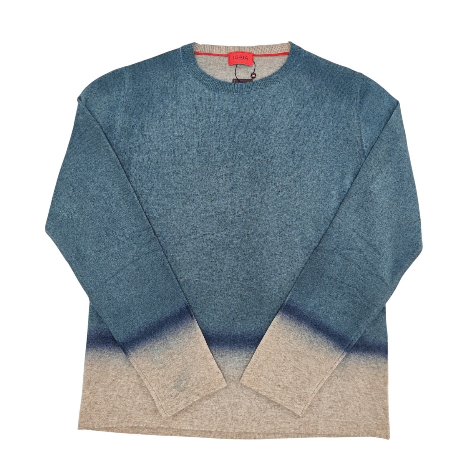 2200$ ISAIA NAPOLI Blue Crewneck Sweater Ultra Soft Cashmere - Silk