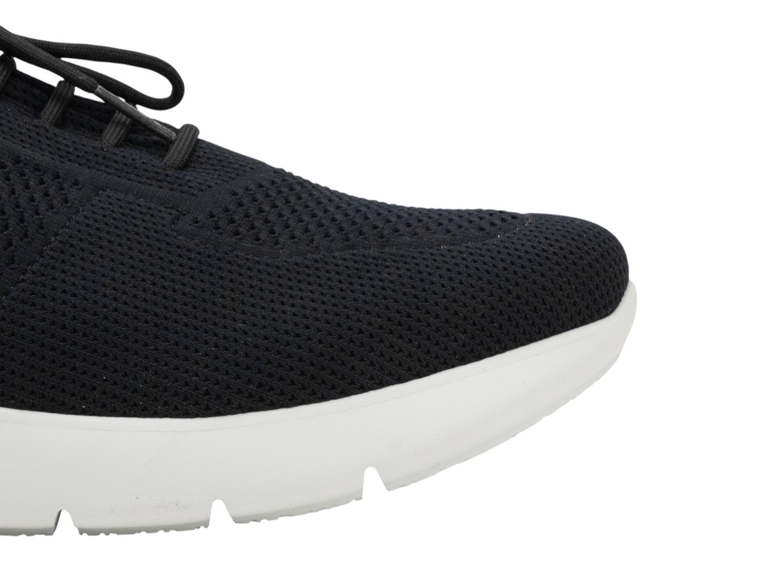 ISAIA NAPOLI Black Luxury Knit Fabric & Leather Sneakers Shoes Comfort