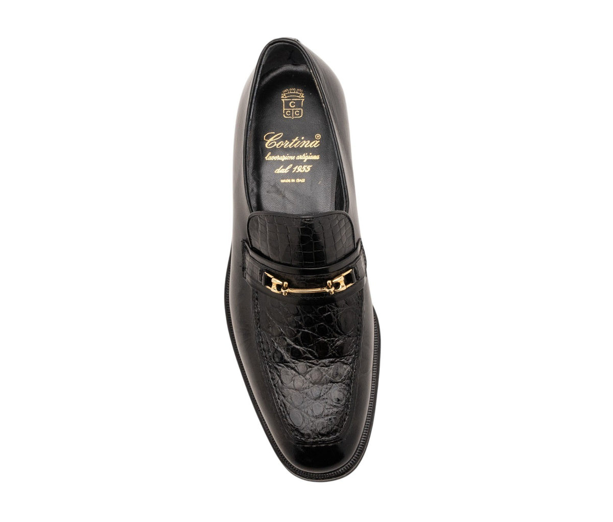 2500$ CORTINA Loafers Shoes Black Alligator Leather 6.5 UK / 7.5 US / 40.5 IT