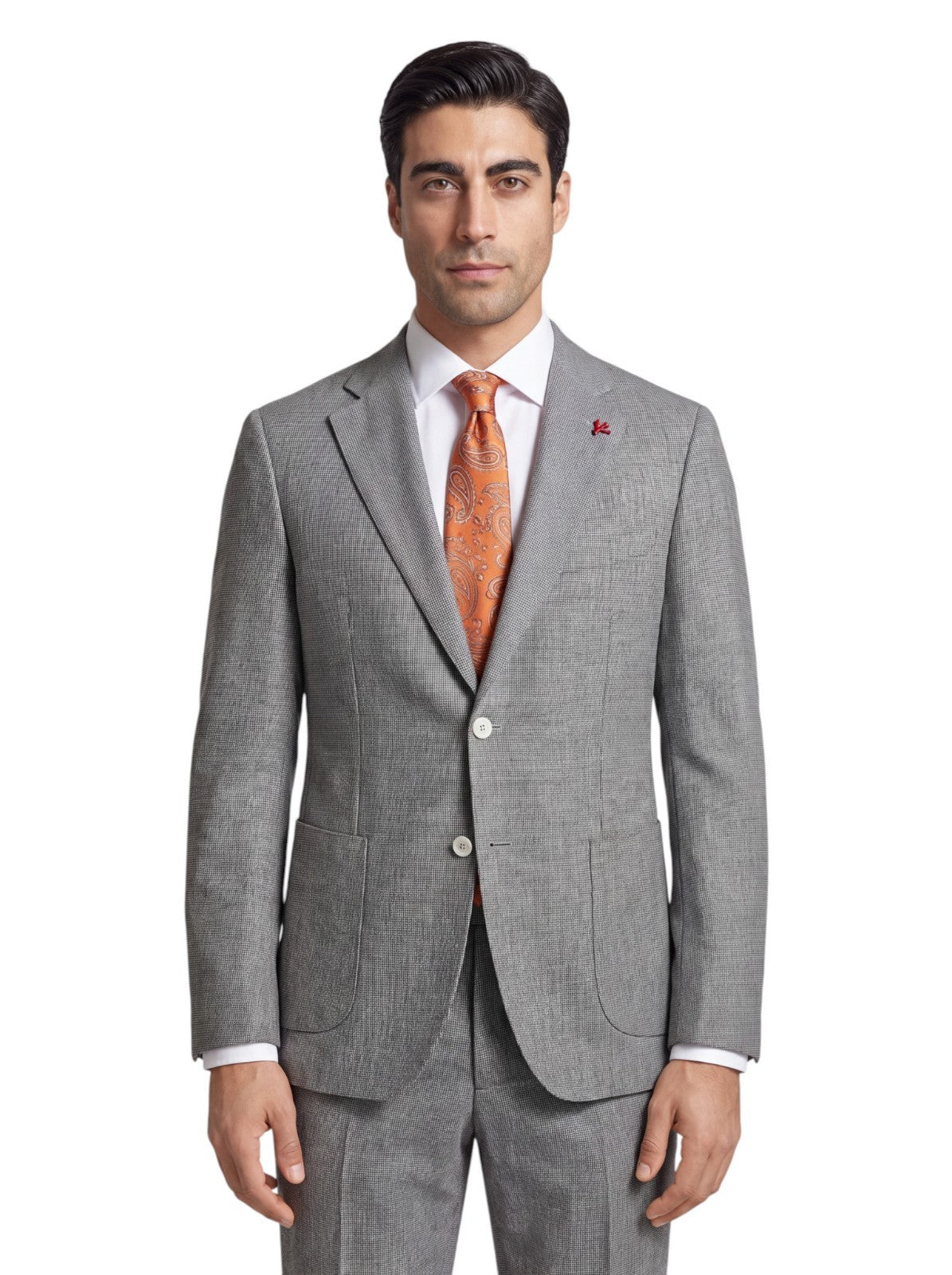 $6600 ISAIA NAPOLI "Capri" Gray Suit Fine Wool Micro Houndstooth 40 US 50 EU 8R