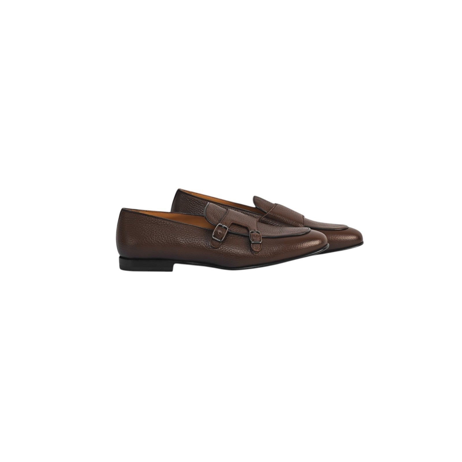 1400$ TESTONI "Portonovo" Double Monk Shoes Cigar Deerskin 8 UK / 9 US / 42 IT