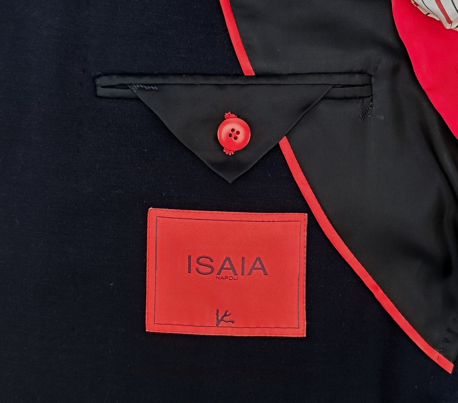 $7250 ISAIA NAPOLI "Domenico" Blue Navy Drawstring Suit Jersey Wool Super 200'