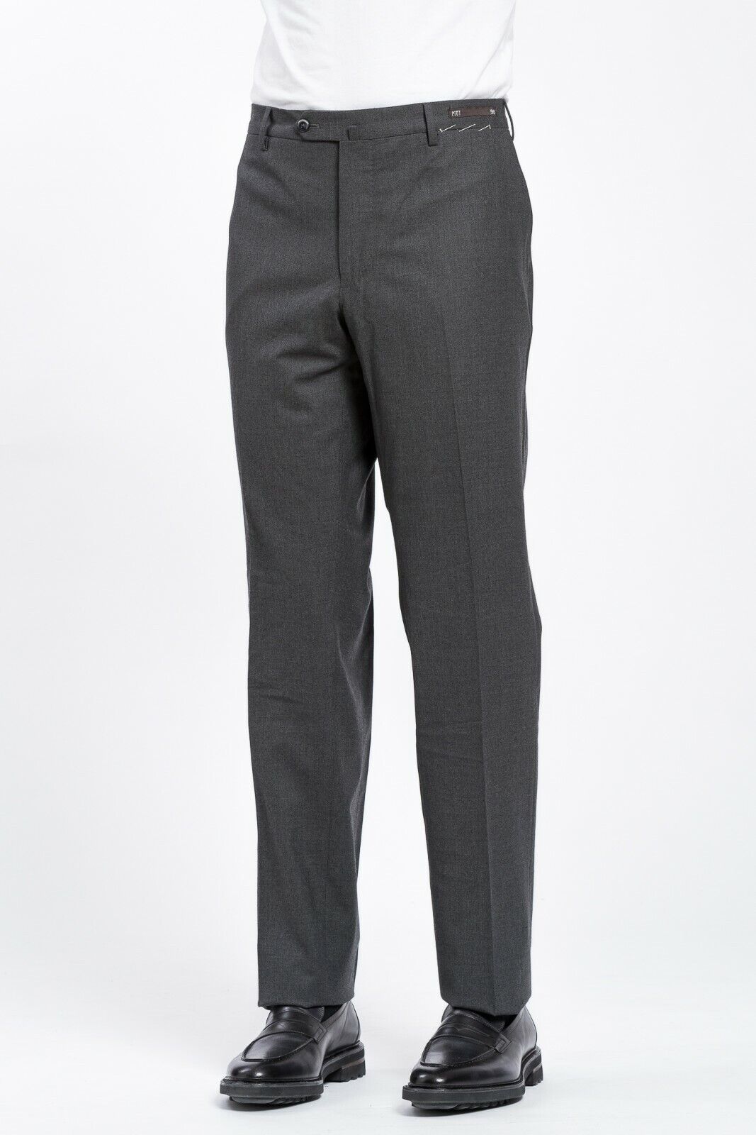 320$ PT01 TORINO Gray Solid Trousers Dress Pants Winter Wool Regular 40US / 56EU