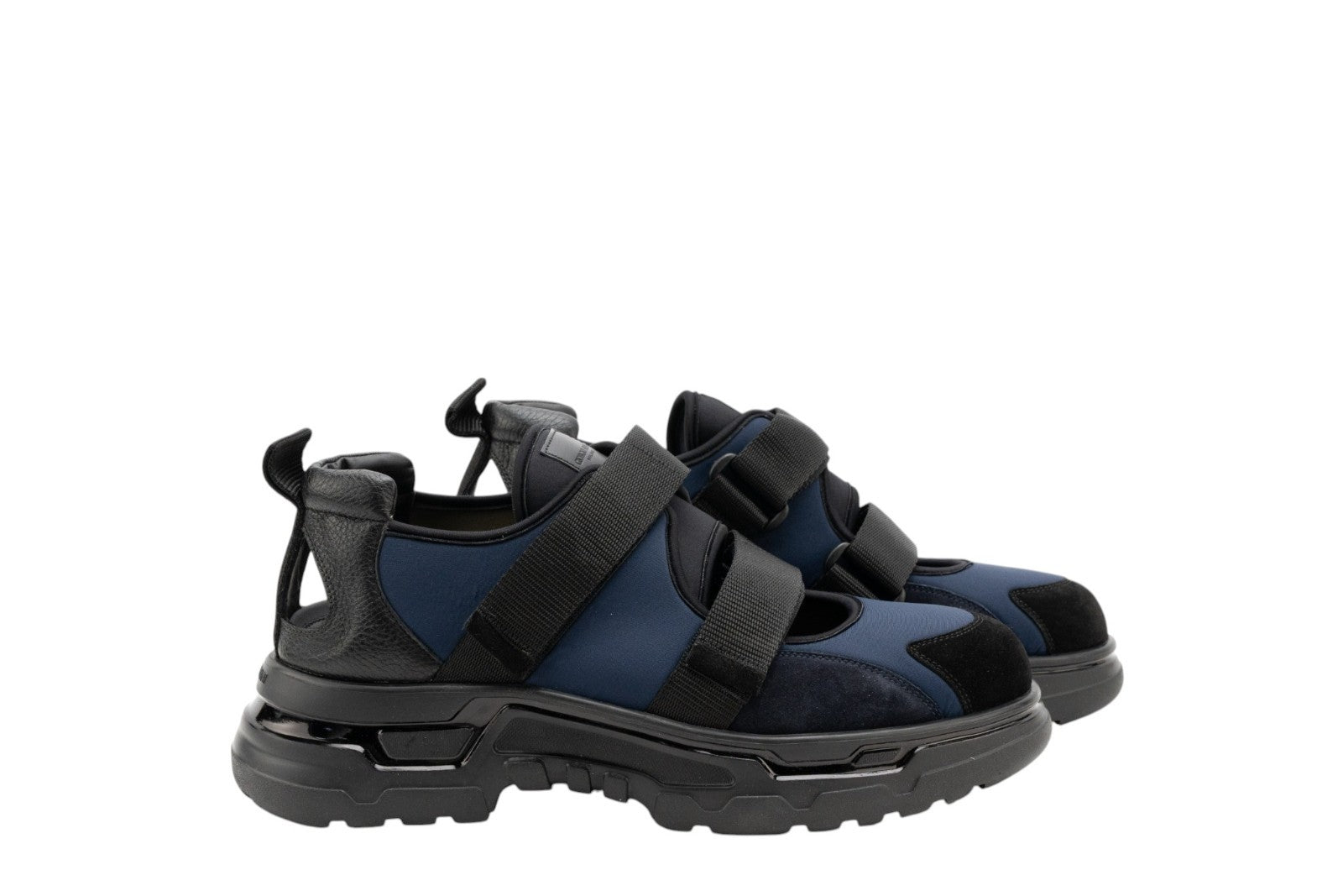 1450$ GIORGIO ARMANI Sneakers Shoes Strapped Blue Black Suede 10 UK 11 US 44 IT