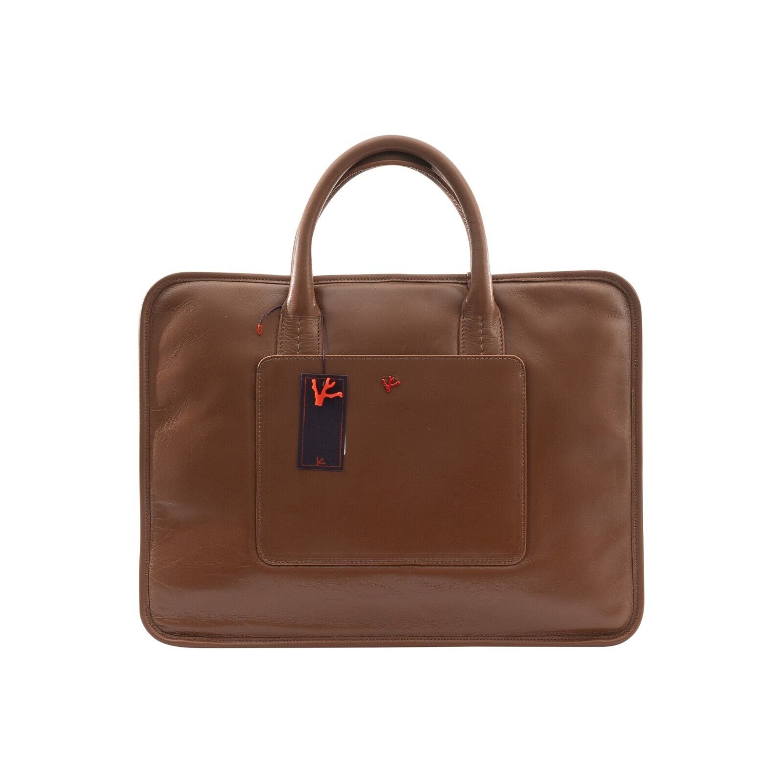 $2900 ISAIA NAPOLI Brown Leather Bag Briefcase PC Case Shoulder Strap Office Bag