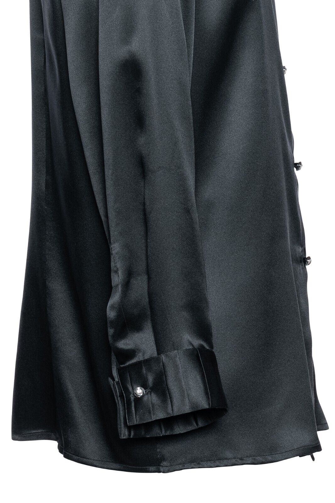 1600$ LUXURY ITALO FERRETTI Shirt Women Black 100% Silk COMO Size M BIJAN