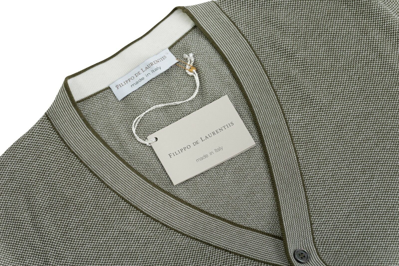Italian Luxury Knitwear FILIPPO DE LAURENTIIS Cardigan Green Soft Cotton