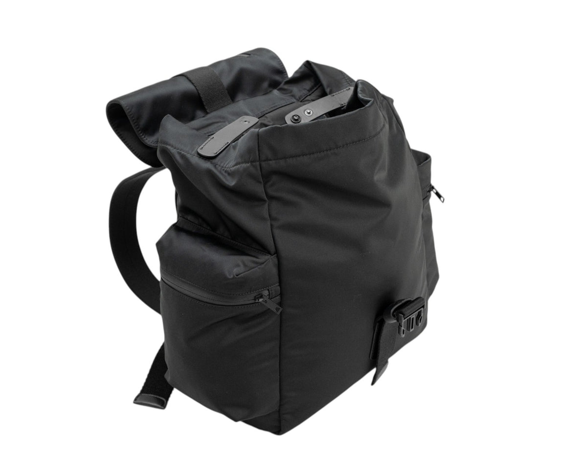 1950$ GIORGIO ARMANI Multiple Backpack Travel Black XL Technical Fabric+Leather