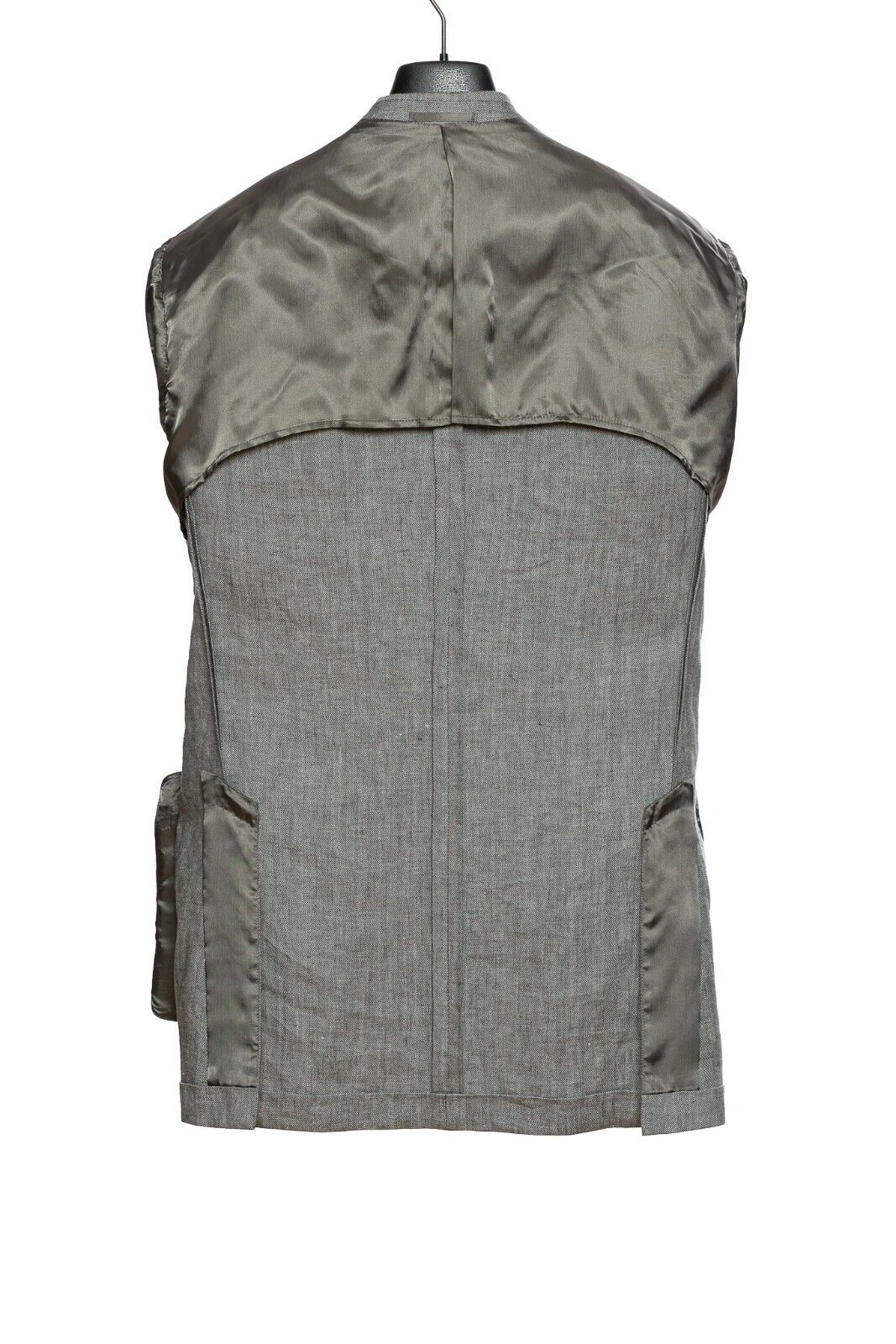 2190$ BELVEST Gray Herringbone Pure Linen Jacket Blazer 42 US / 52 EU 7 R