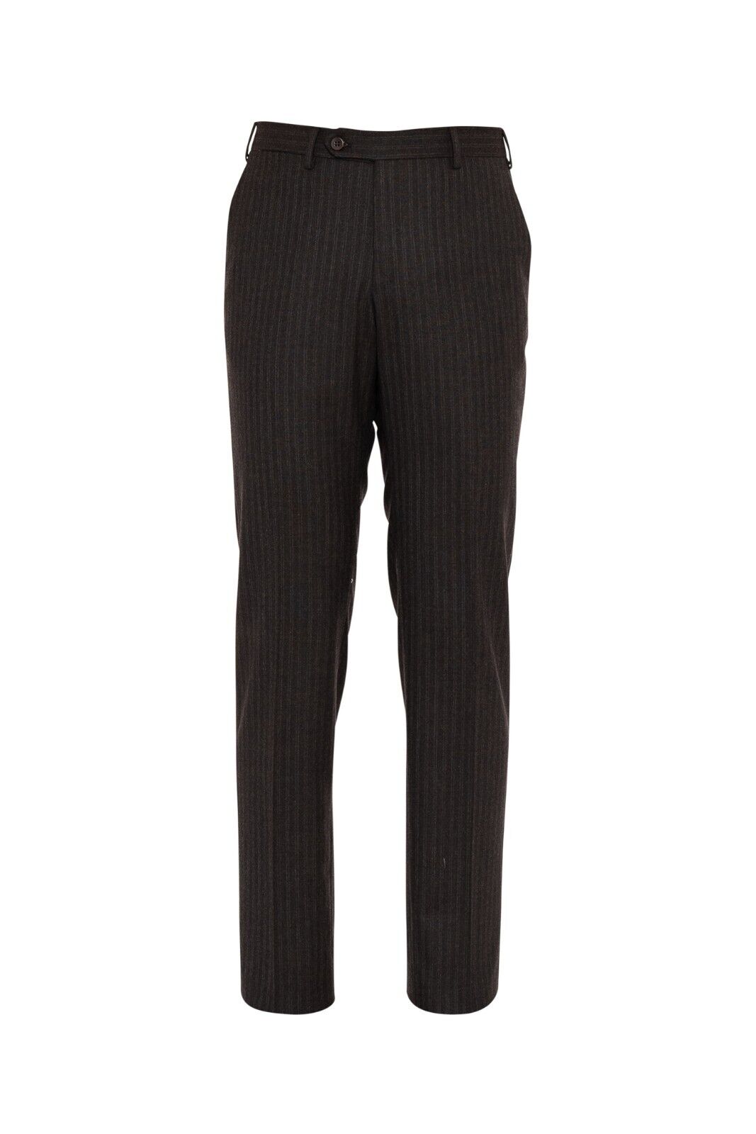 1250$ ISAIA NAPOLI Striped Brown Hand-Sewn Dress Pant Wool 130's 30 US / 46 EU