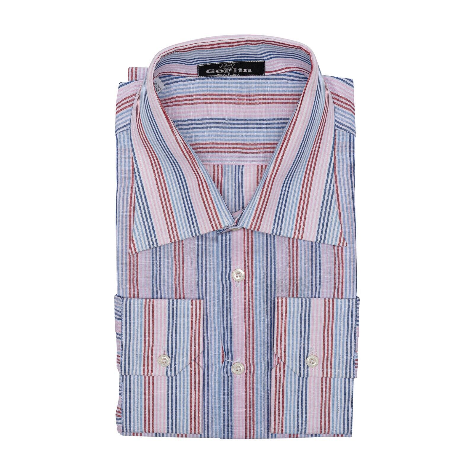 690$ ITALIAN LUXURY GERLIN Shirt Striped Cotton & Linen 16 - 41  3Z ZILLI