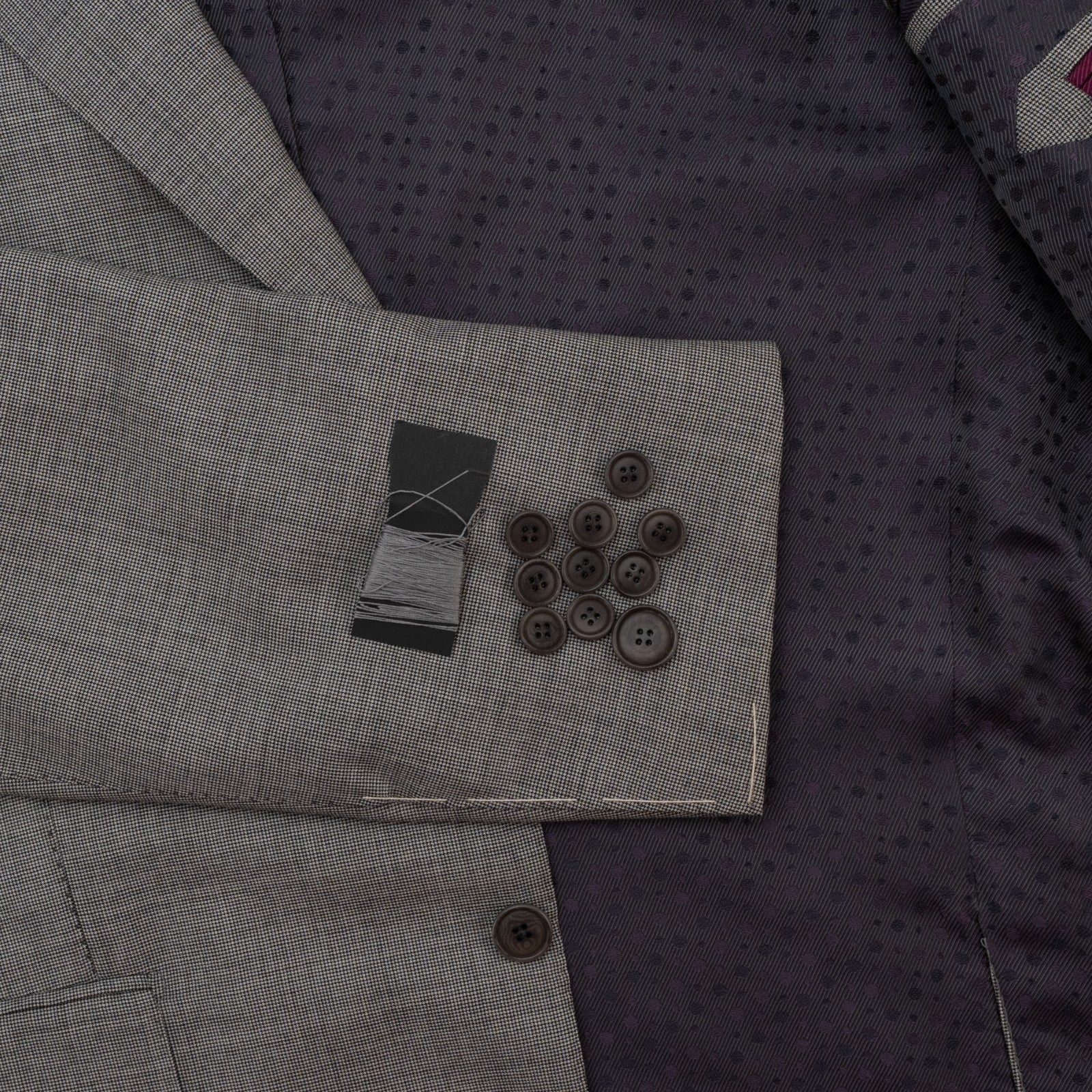 $2700 SARTORIA PARTENOPEA Total Hand-Sewn Suit Wool 140's Gray Houndstooth